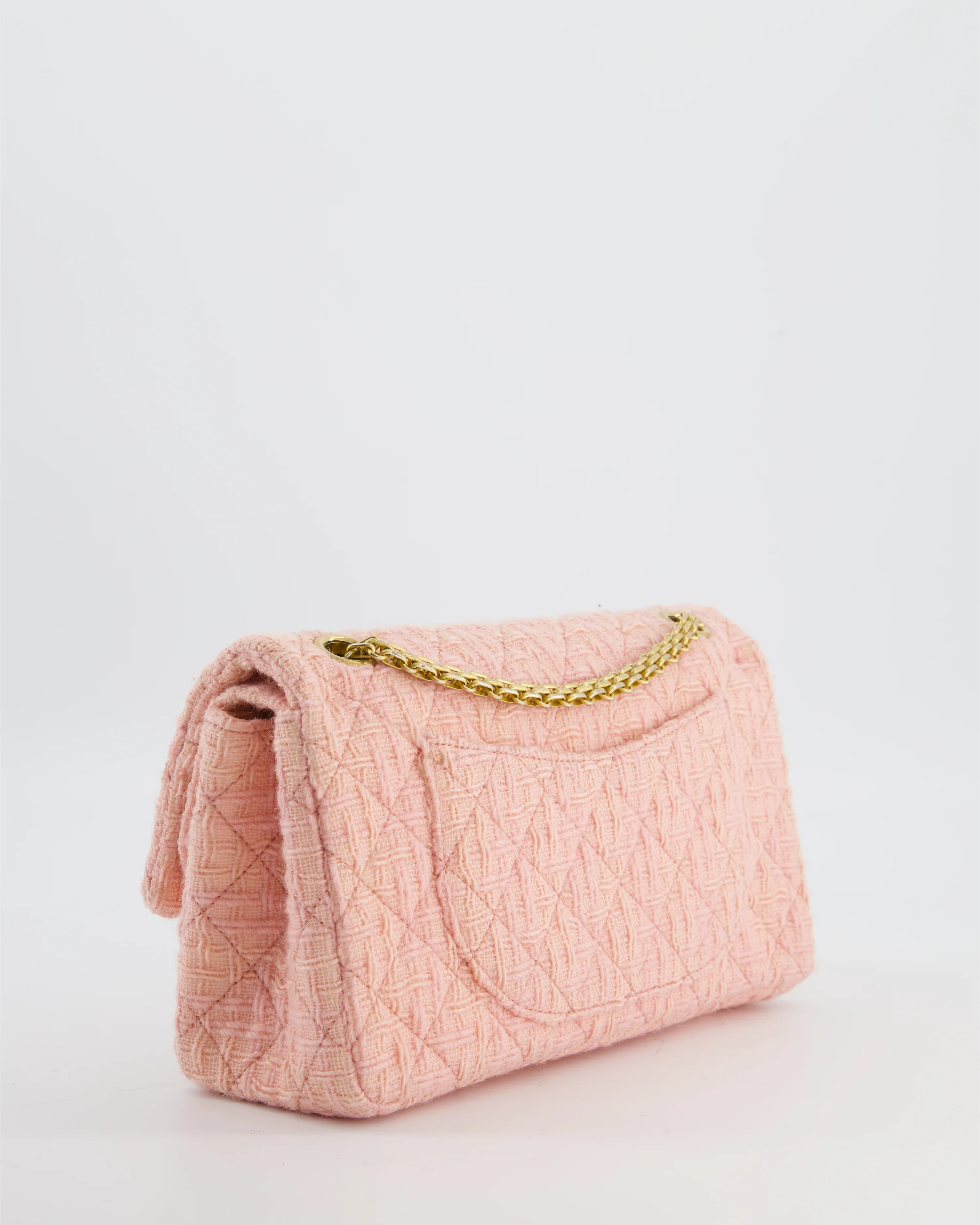 Chanel Pink Tweed Small Reissue 2.55 Double Flap Bag with Gold Hardware - Image 9