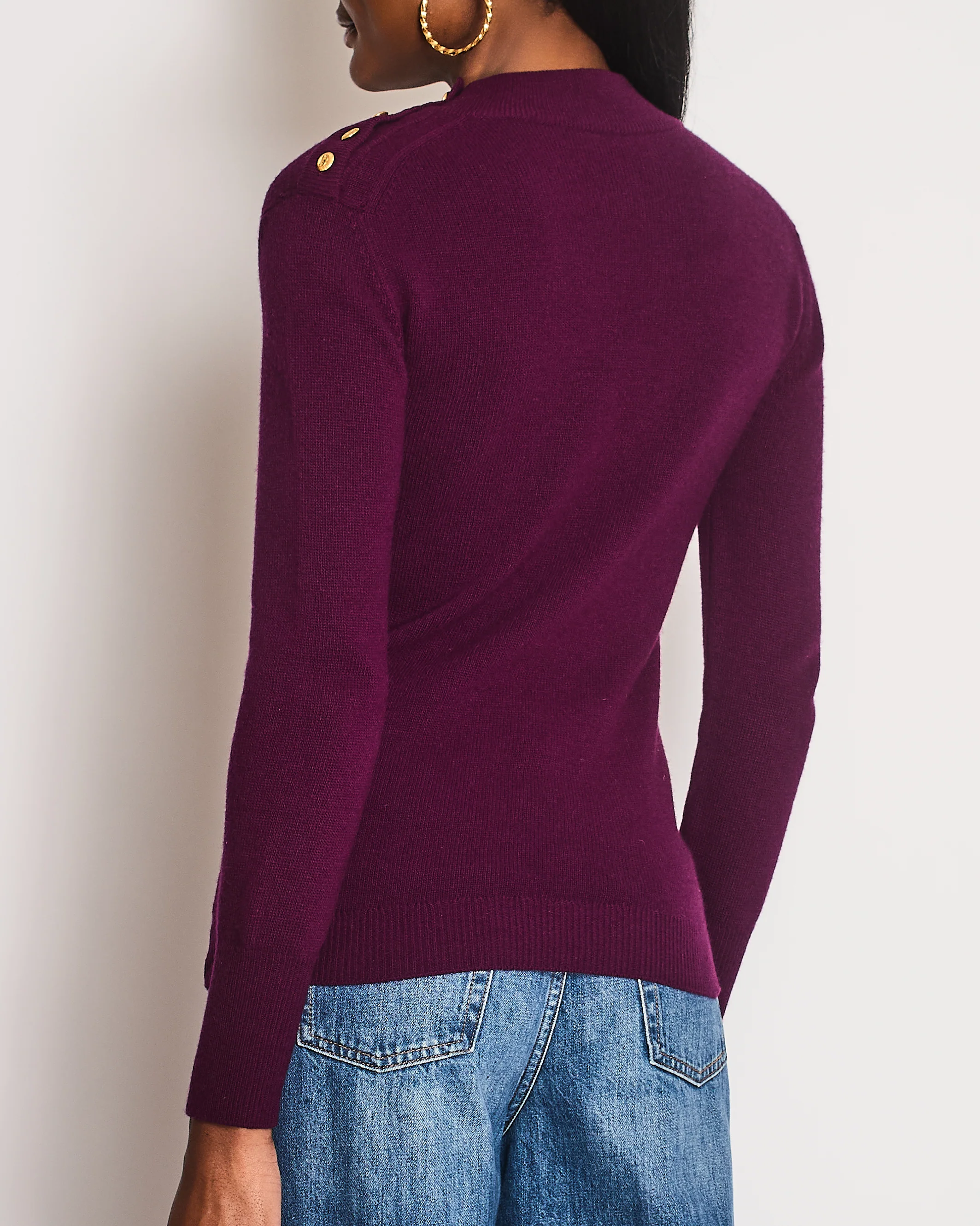 Chanel Purple Knitted Long Sleeve Jumper with CC Gold Button Detail Size FR 36 (UK 8) - Image 5