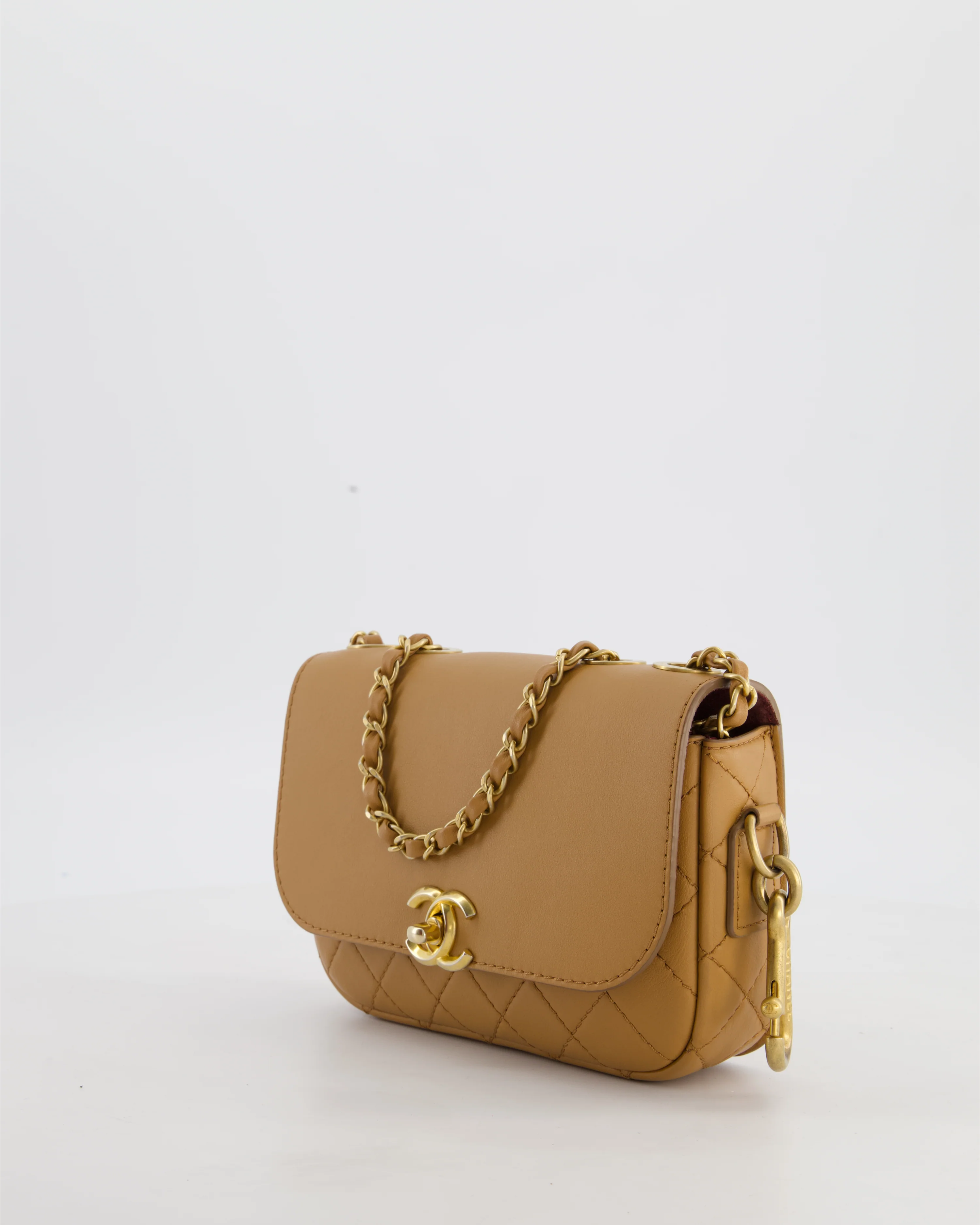 Chanel Caramel Quilted Multi Pouch Mini Flap Bag with Coin Purse in Lambskin Leather with Brushed Gold Hardware - Image 10