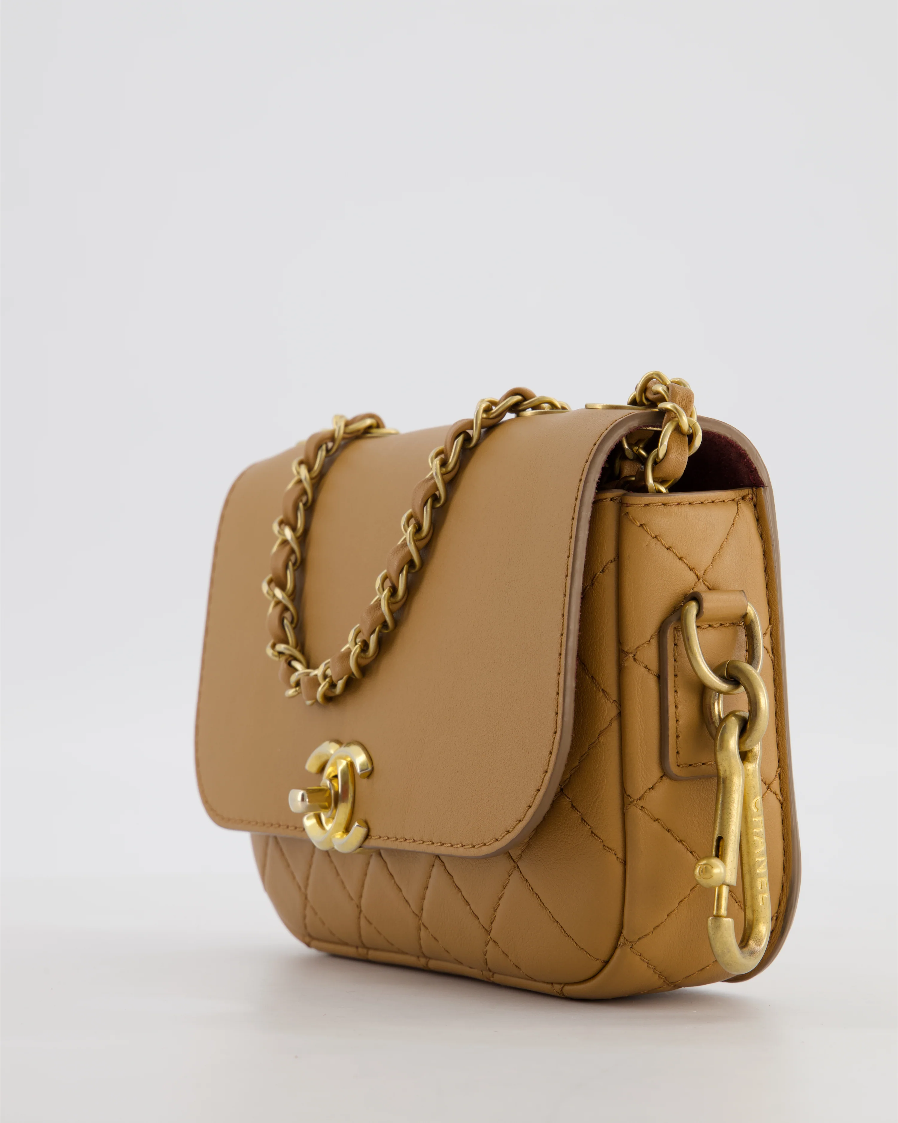 Chanel Caramel Quilted Multi Pouch Mini Flap Bag with Coin Purse in Lambskin Leather with Brushed Gold Hardware - Image 12