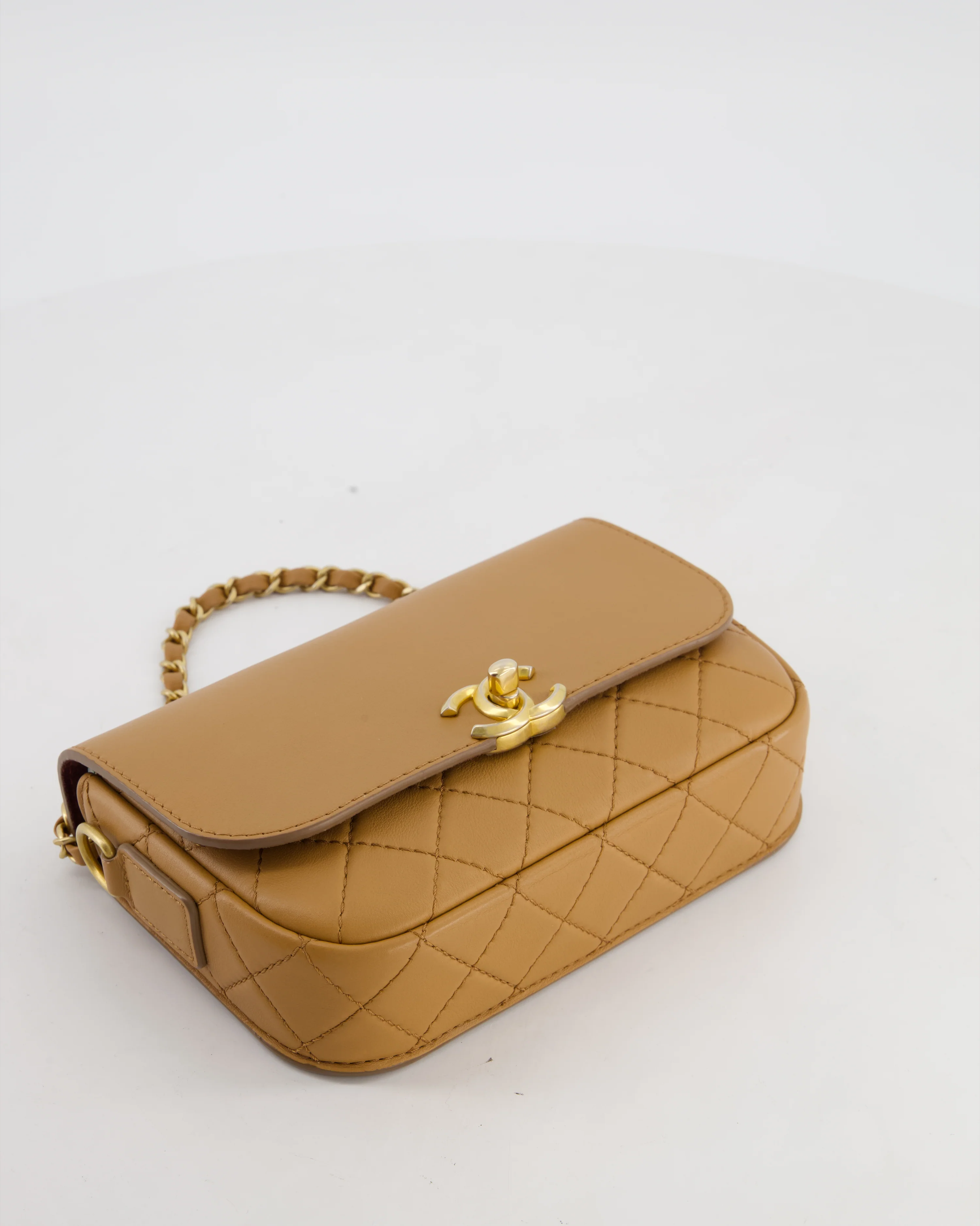 Chanel Caramel Quilted Multi Pouch Mini Flap Bag with Coin Purse in Lambskin Leather with Brushed Gold Hardware - Image 16