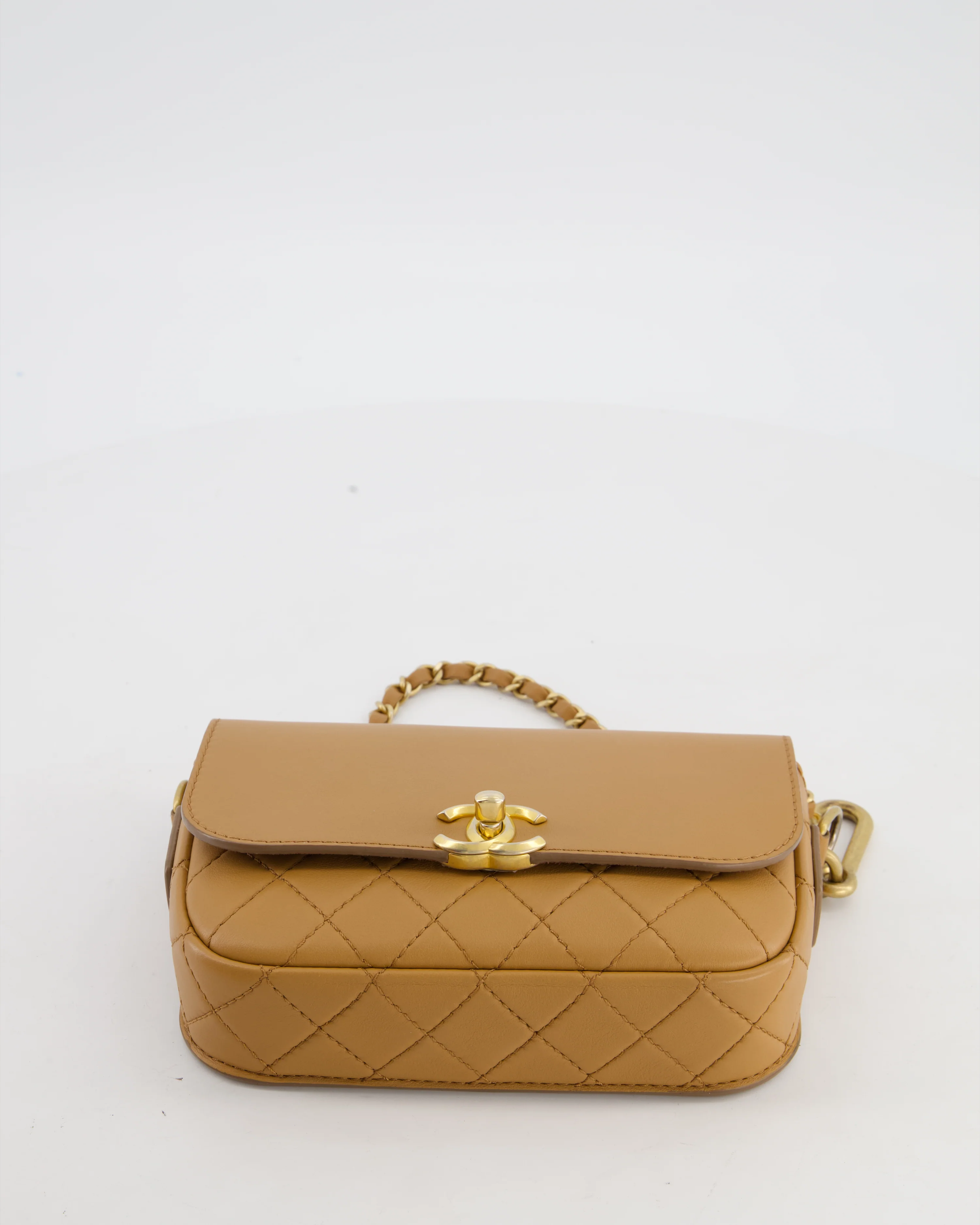 Chanel Caramel Quilted Multi Pouch Mini Flap Bag with Coin Purse in Lambskin Leather with Brushed Gold Hardware - Image 17