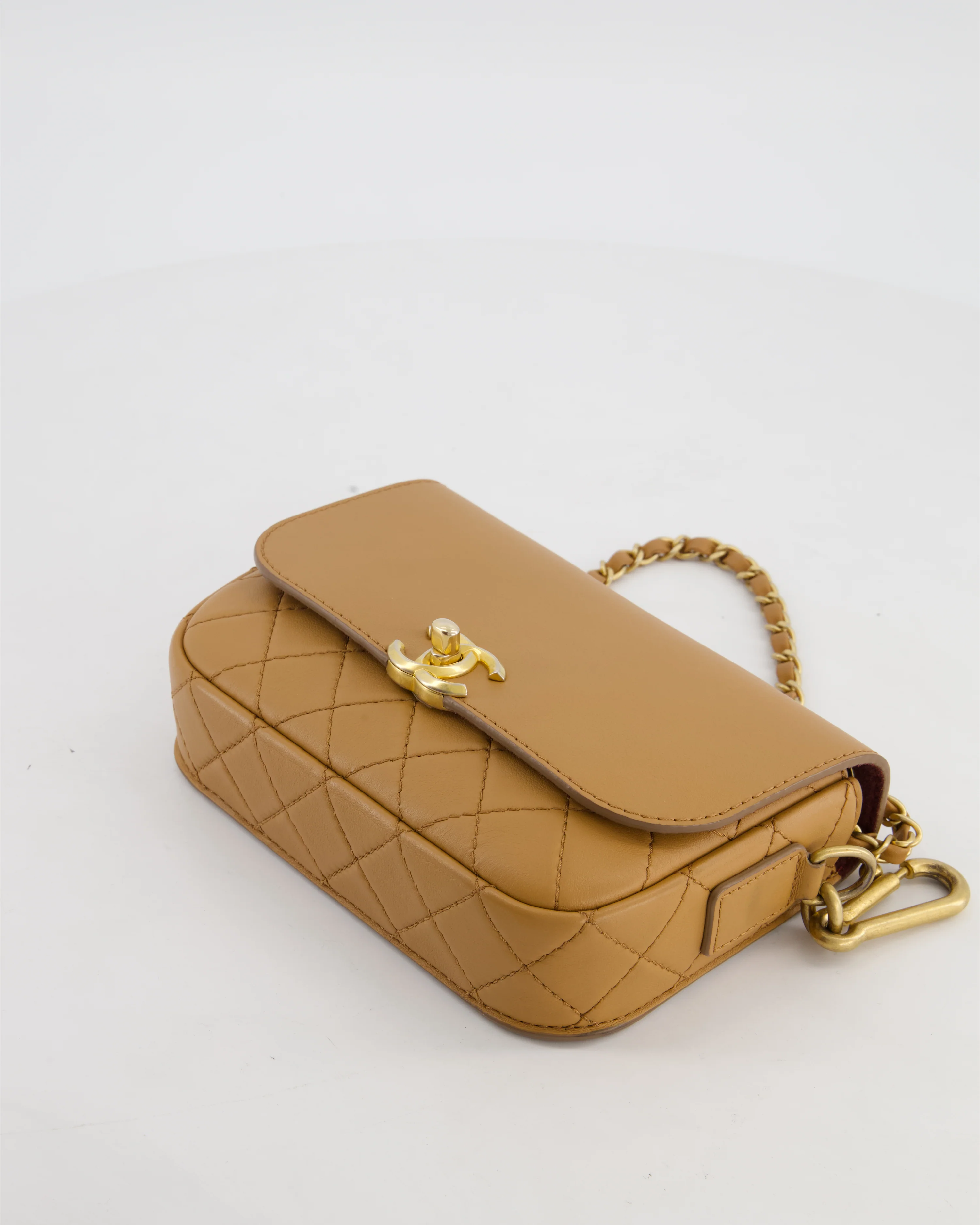 Chanel Caramel Quilted Multi Pouch Mini Flap Bag with Coin Purse in Lambskin Leather with Brushed Gold Hardware - Image 18