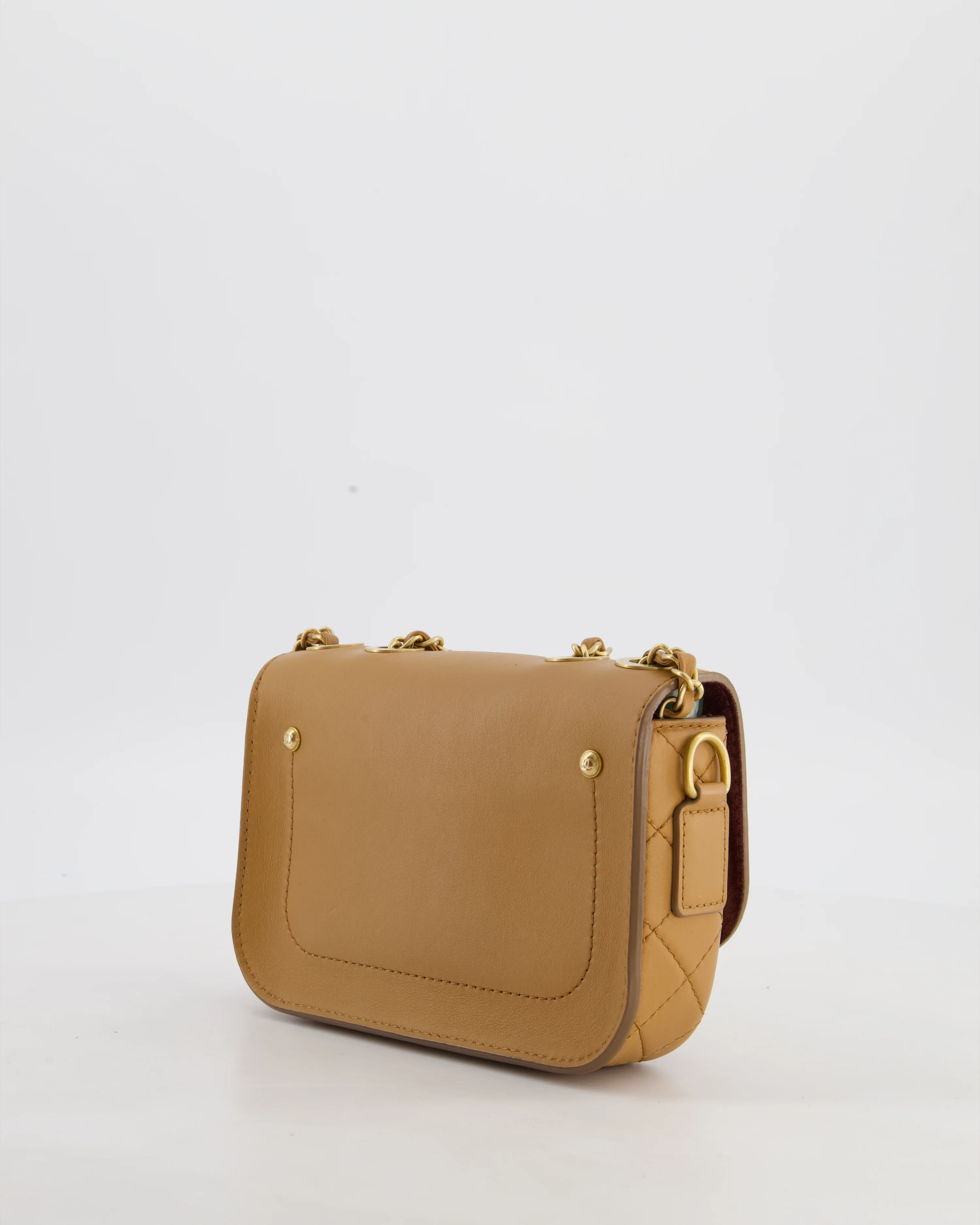 Chanel Caramel Quilted Multi Pouch Mini Flap Bag with Coin Purse in Lambskin Leather with Brushed Gold Hardware - Image 6