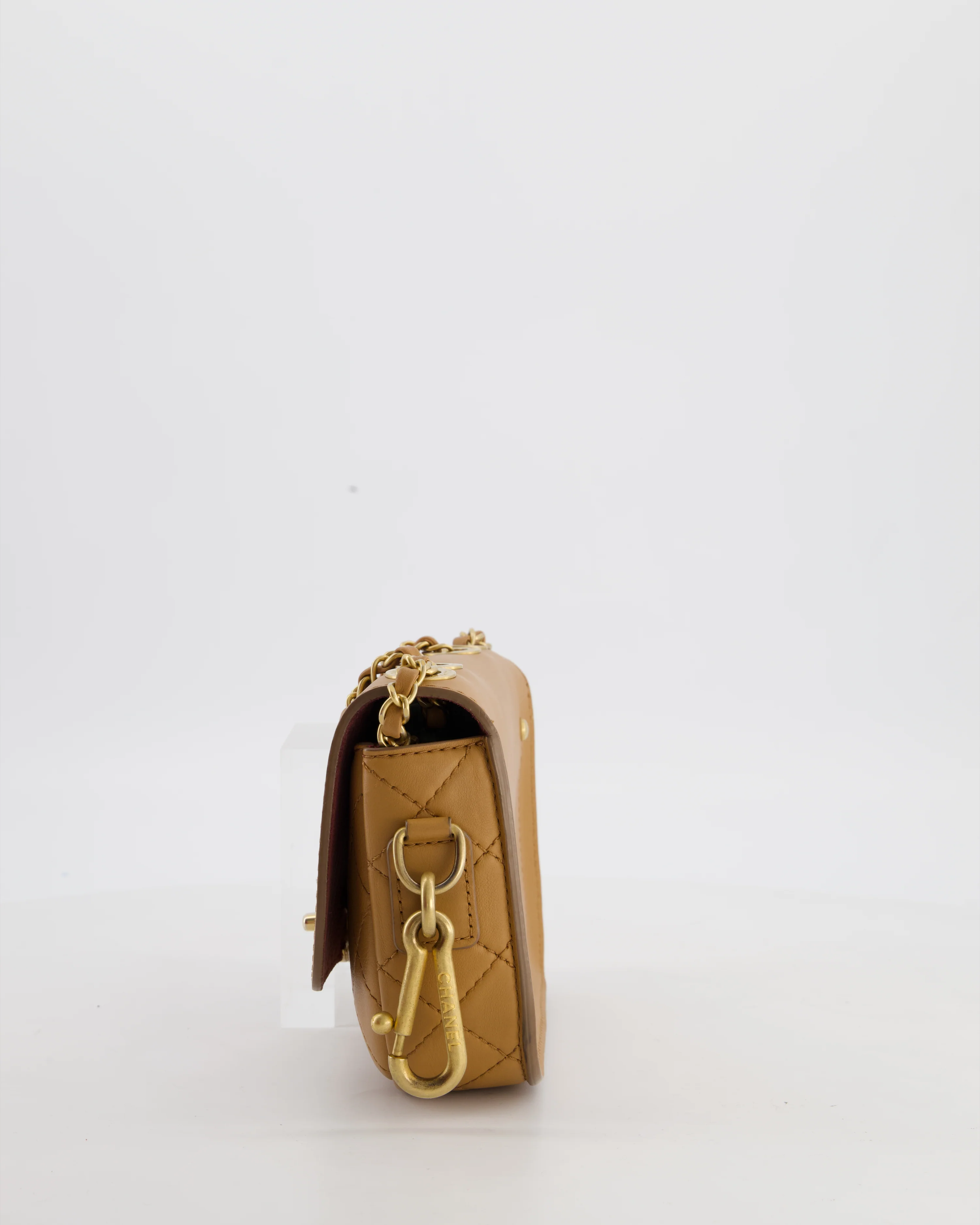 Chanel Caramel Quilted Multi Pouch Mini Flap Bag with Coin Purse in Lambskin Leather with Brushed Gold Hardware - Image 9