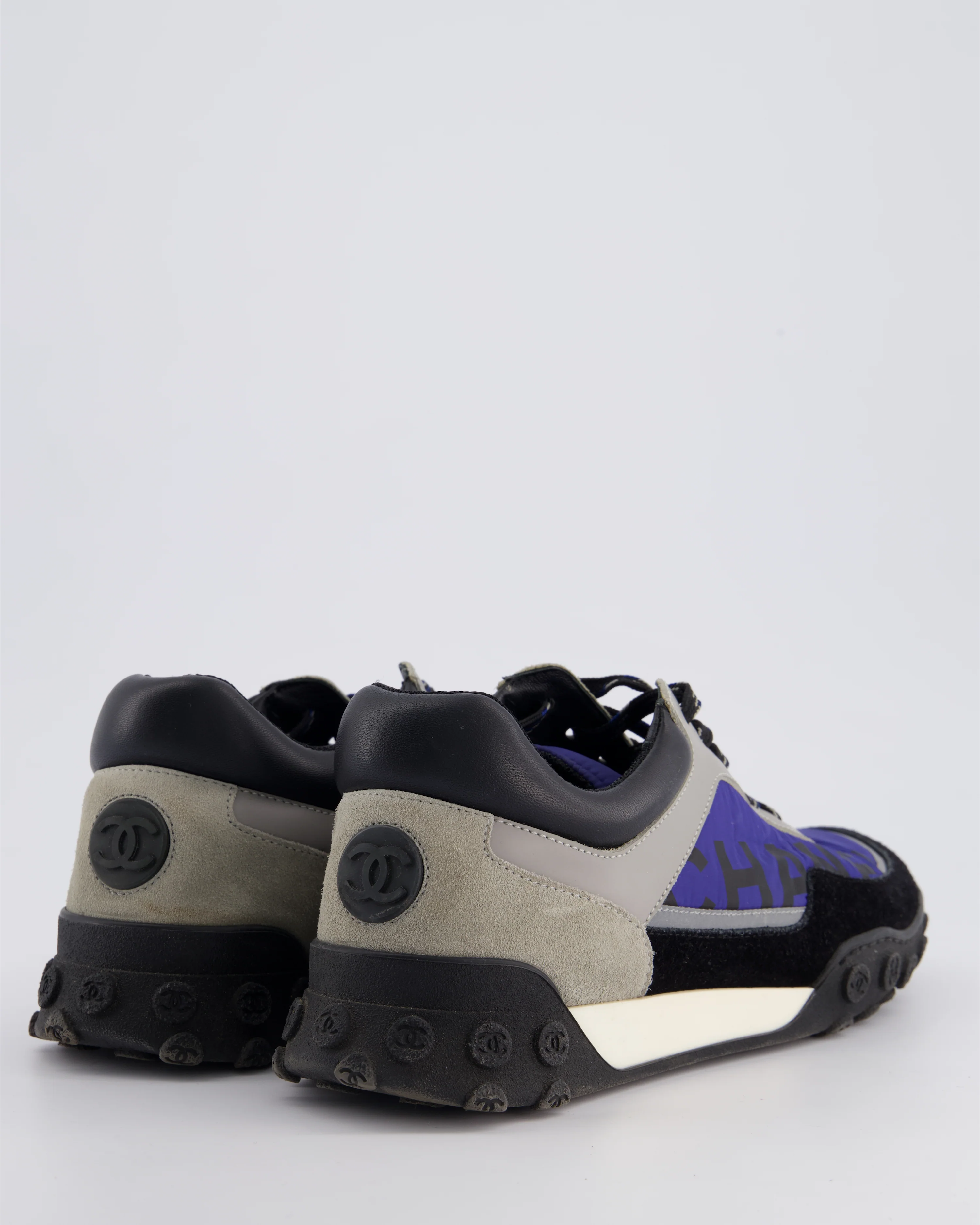 Chanel Black and Blue Nylon Trainers Size EU 38 - Image 3