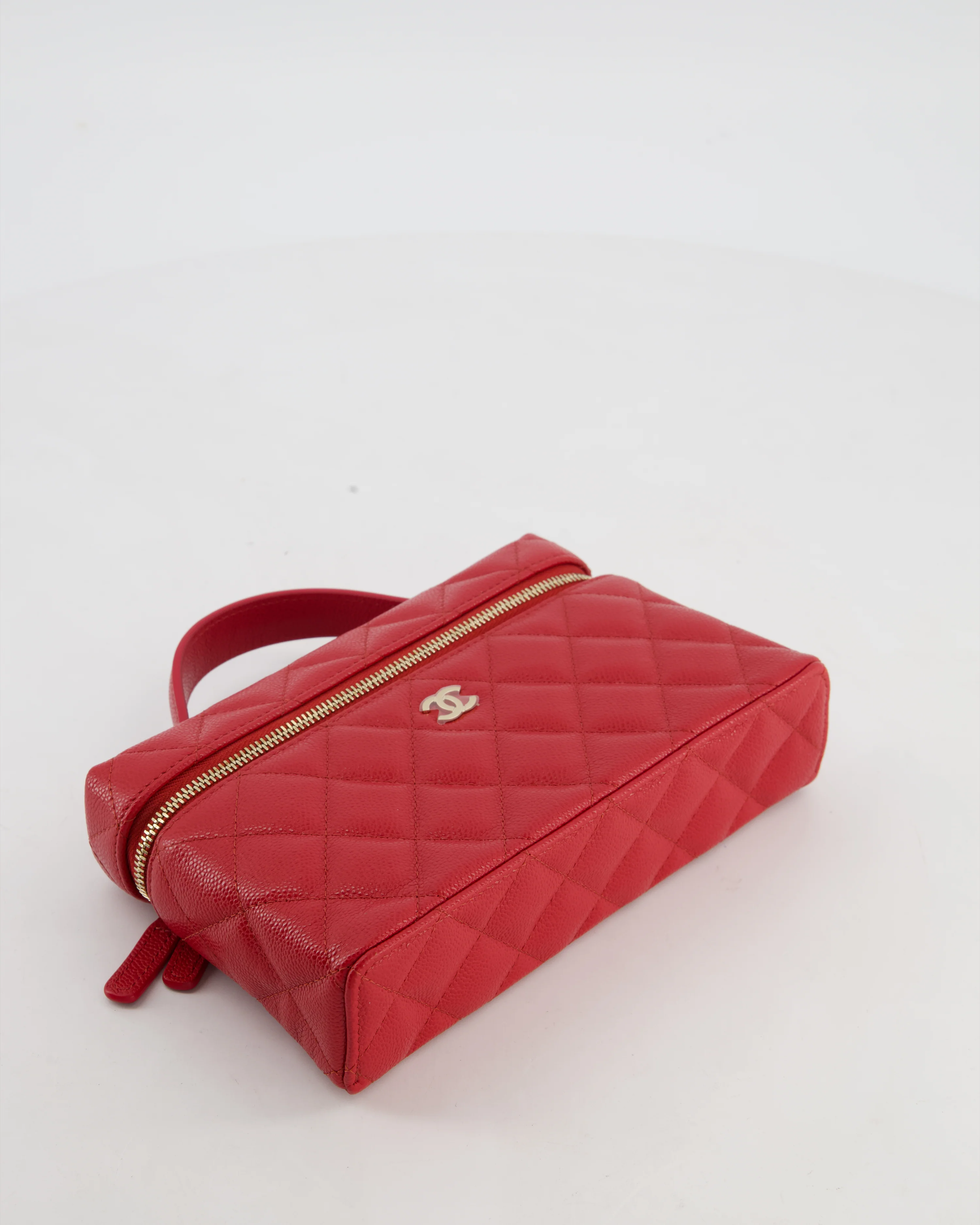 Chanel Red Long Vanity Case Bag in Caviar Leather with Champagne Gold Hardware - Image 18