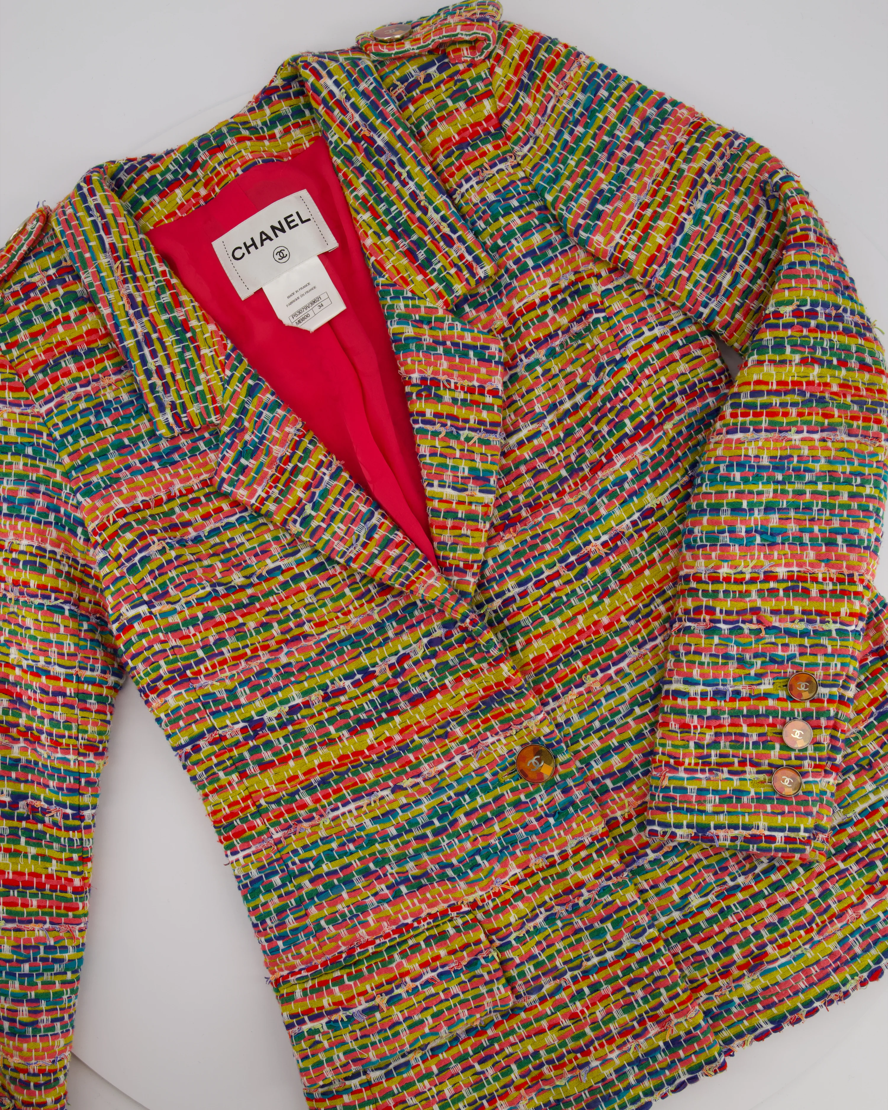 Chanel Resort 2016 Multicolour Tweed Single Breasted Blazer Size FR 34 (UK 6) - Image 8