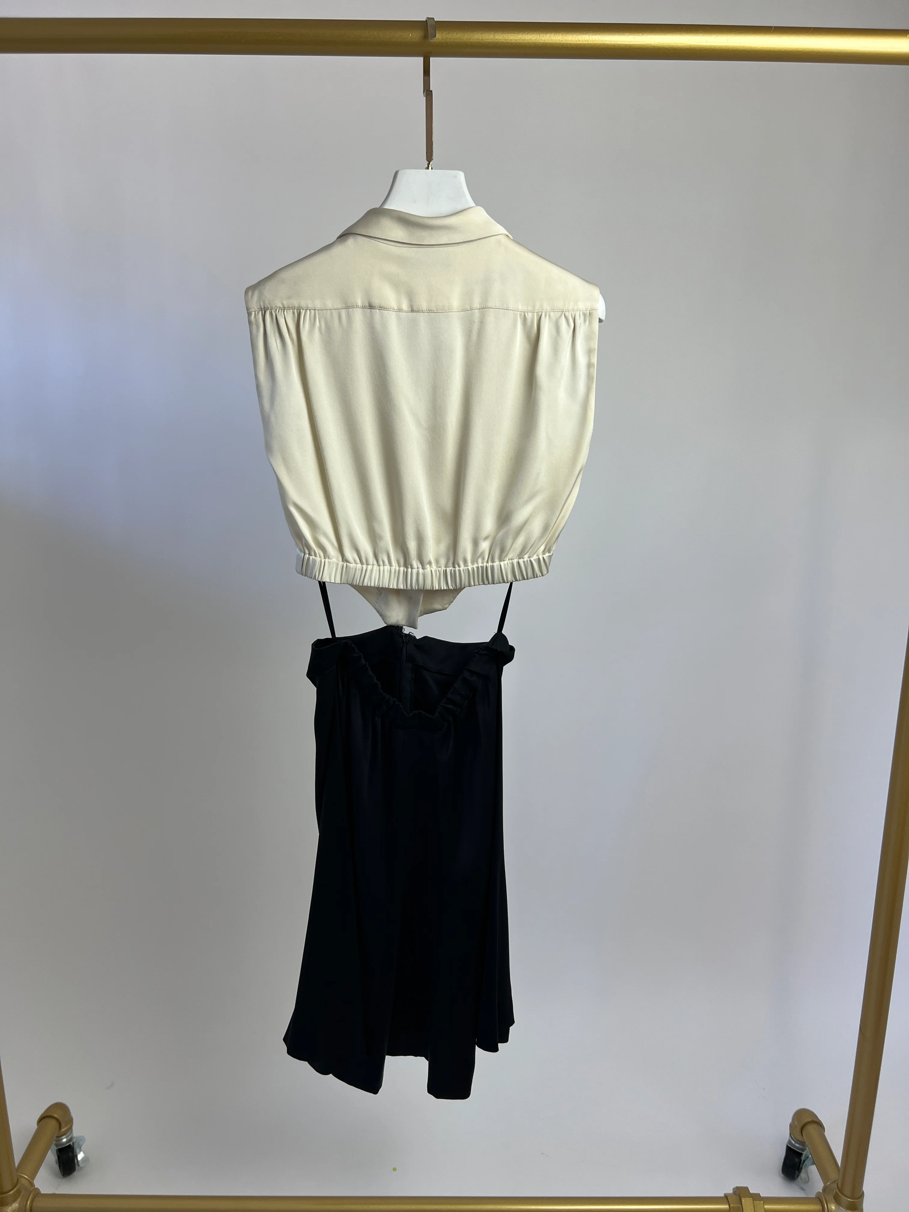 Chanel Silk Cream and Black Cut Out Dress with Bow Detail Size FR 38 (UK 10) - Image 10
