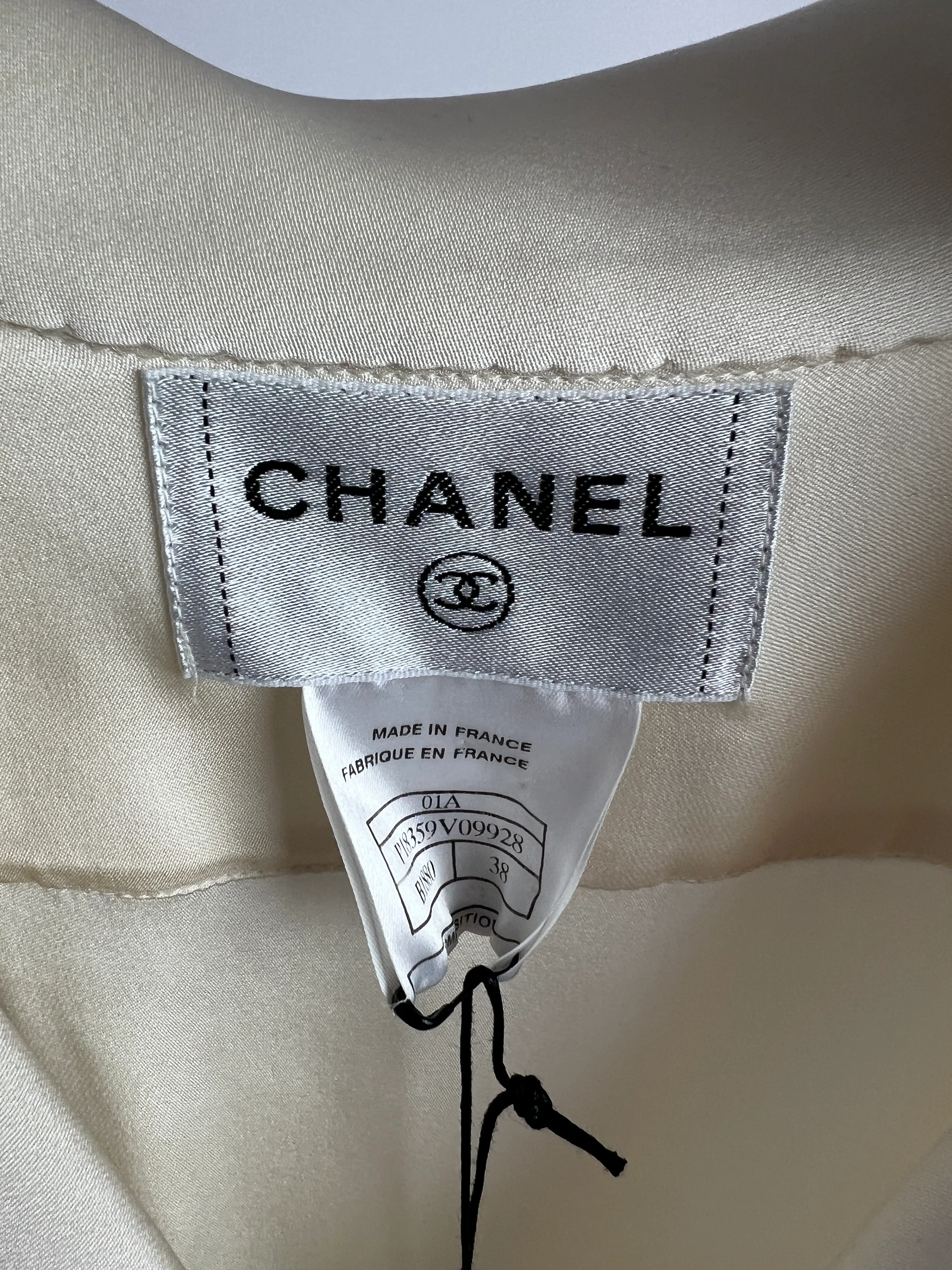 Chanel Silk Cream and Black Cut Out Dress with Bow Detail Size FR 38 (UK 10) - Image 12
