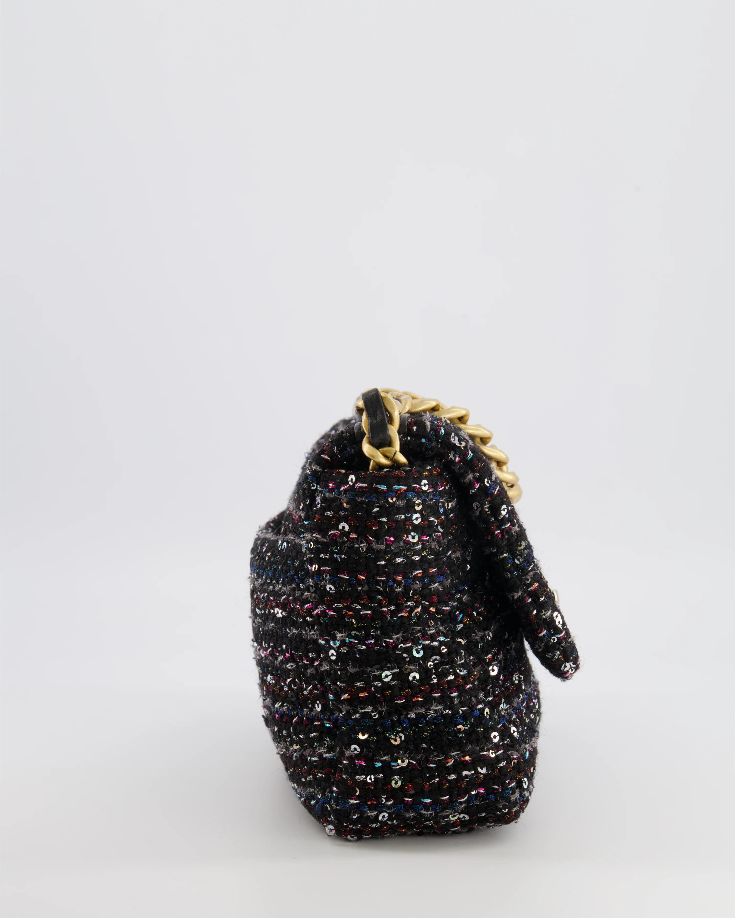 Chanel Small 19 Flap Bag in Black Tweed and Multicolour Sequins with Mixed Hardware - Image 6