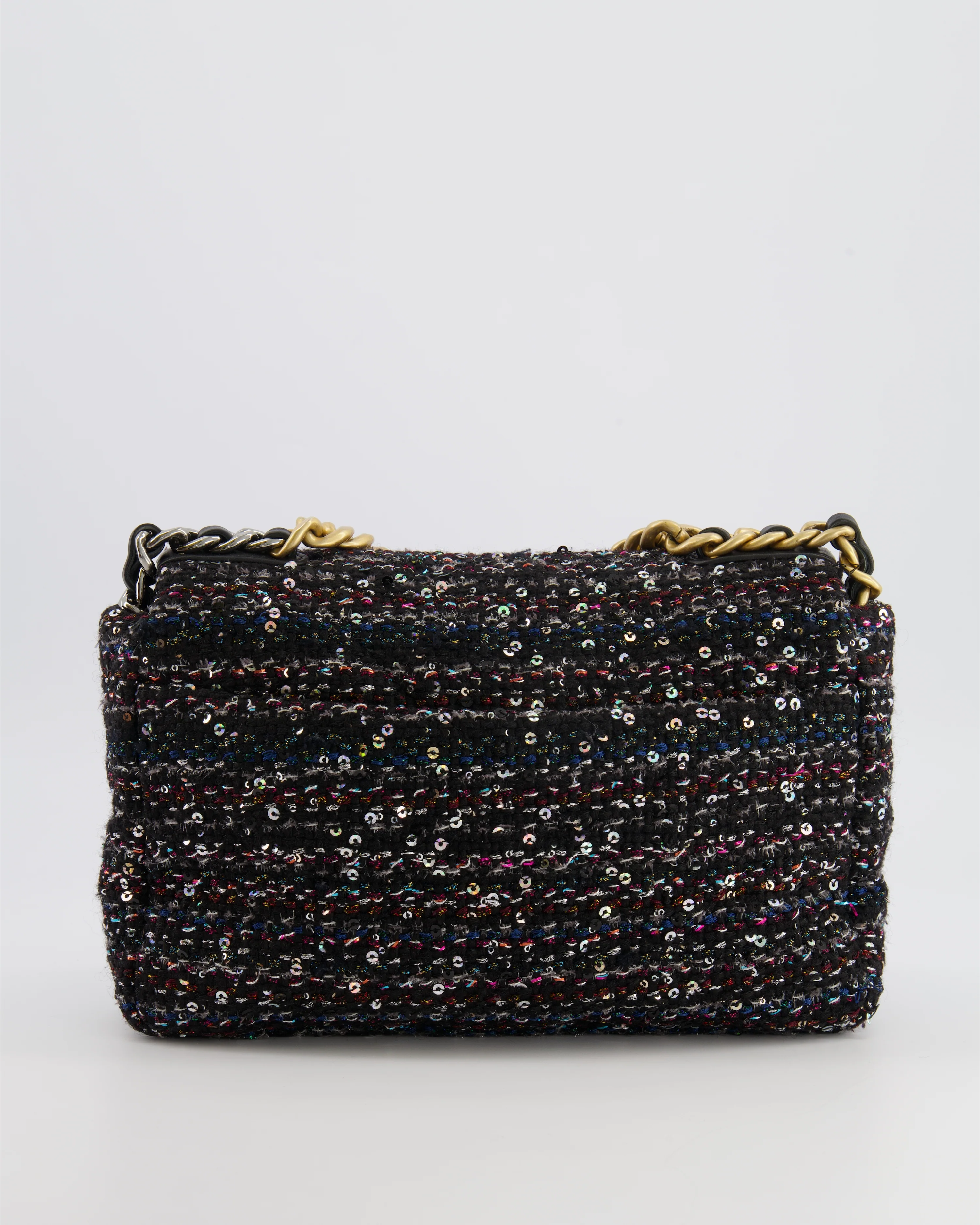 Chanel Small 19 Flap Bag in Black Tweed and Multicolour Sequins with Mixed Hardware - Image 8