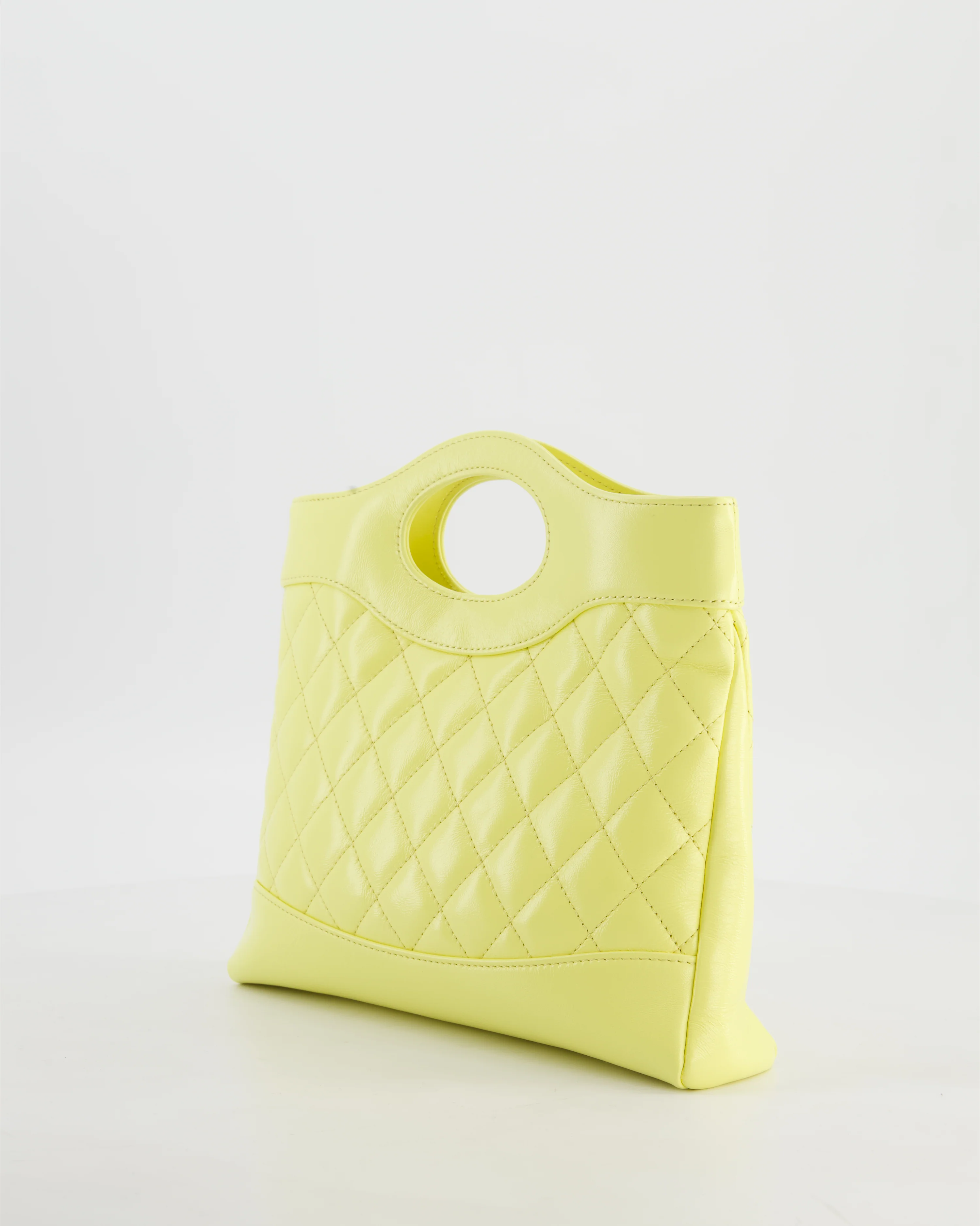 Chanel Small 31 Bag with Chain in Yellow Shiny Calfskin Leather with Champagne Gold Hardware - Image 11
