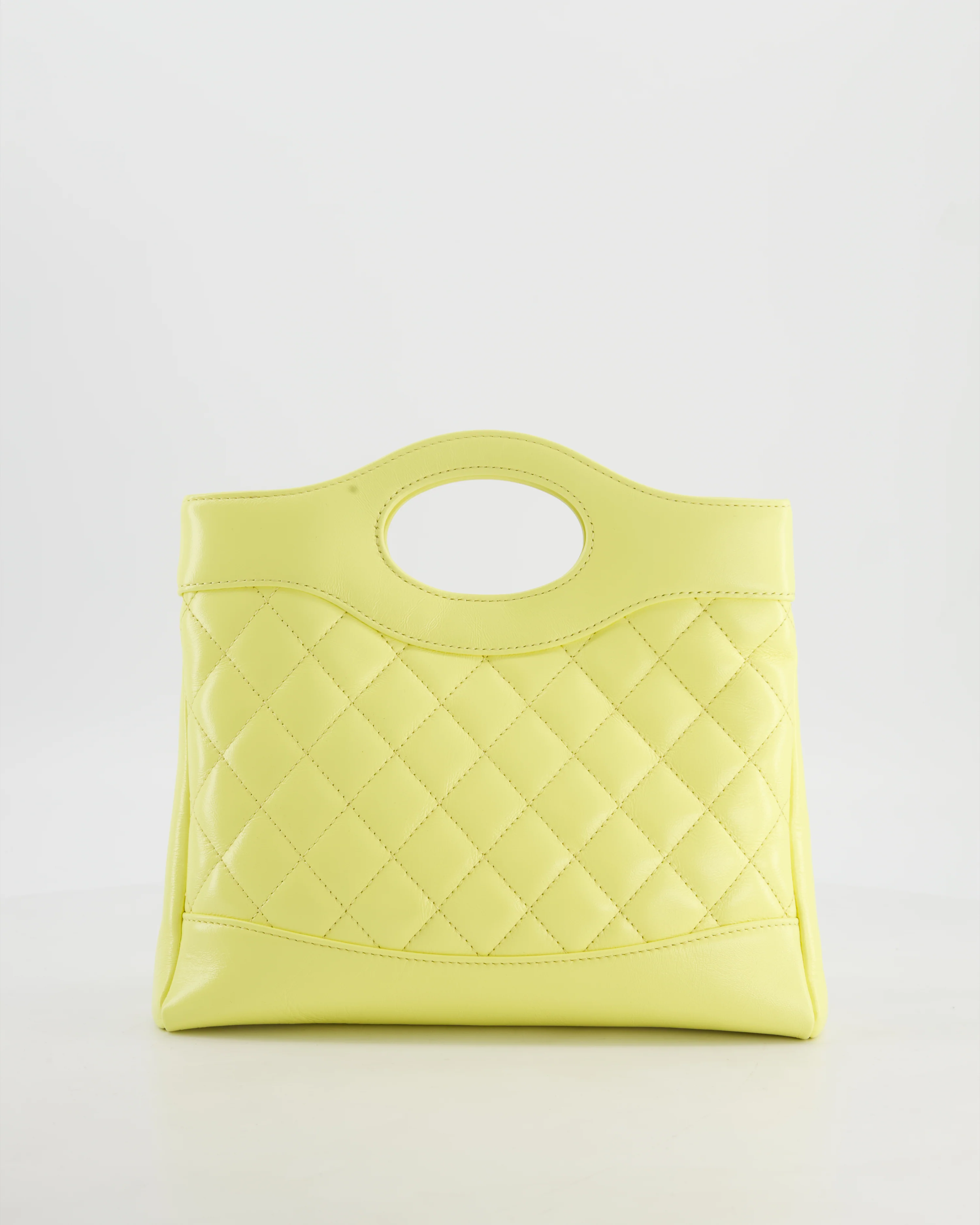 Chanel Small 31 Bag with Chain in Yellow Shiny Calfskin Leather with Champagne Gold Hardware - Image 12