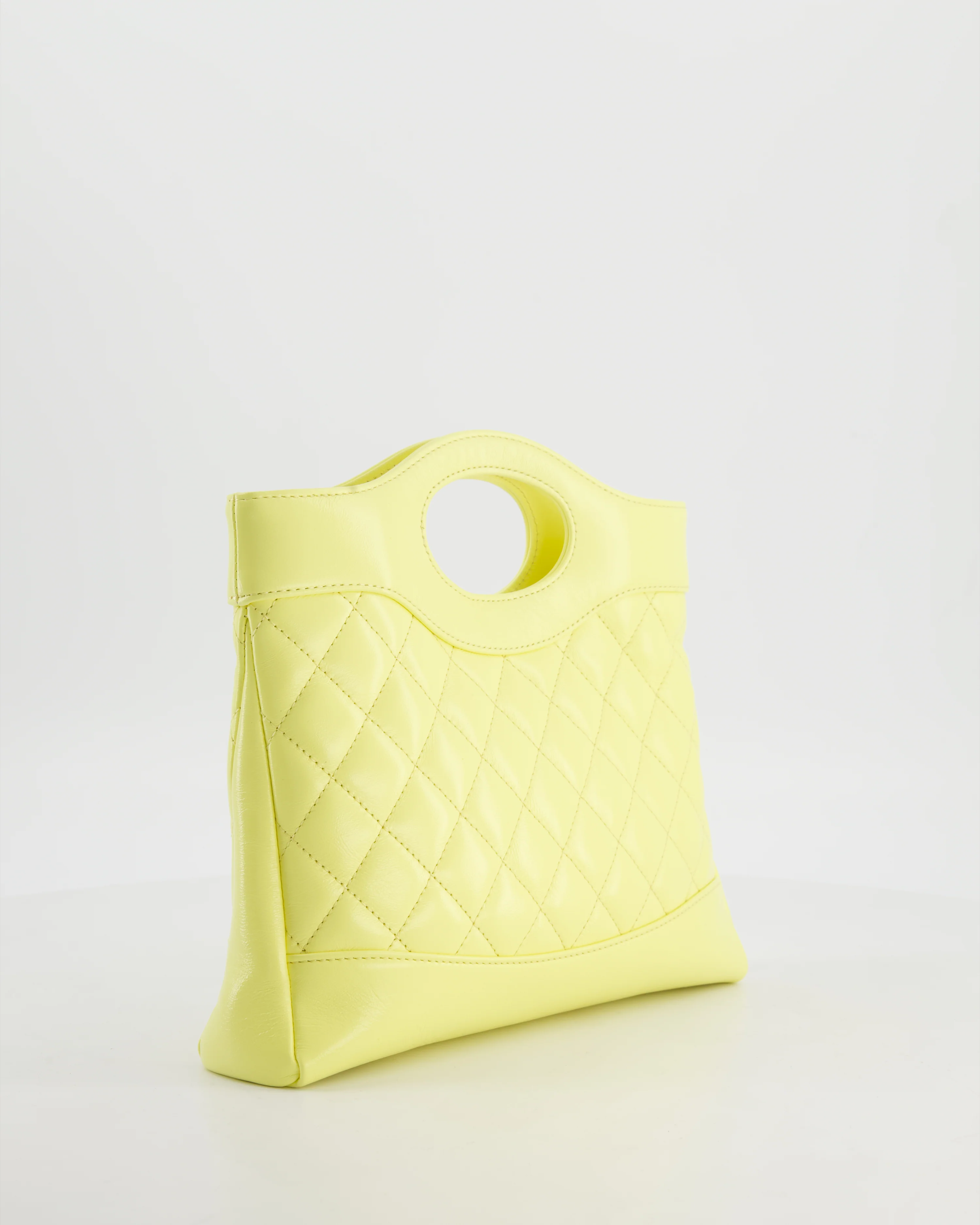 Chanel Small 31 Bag with Chain in Yellow Shiny Calfskin Leather with Champagne Gold Hardware - Image 13