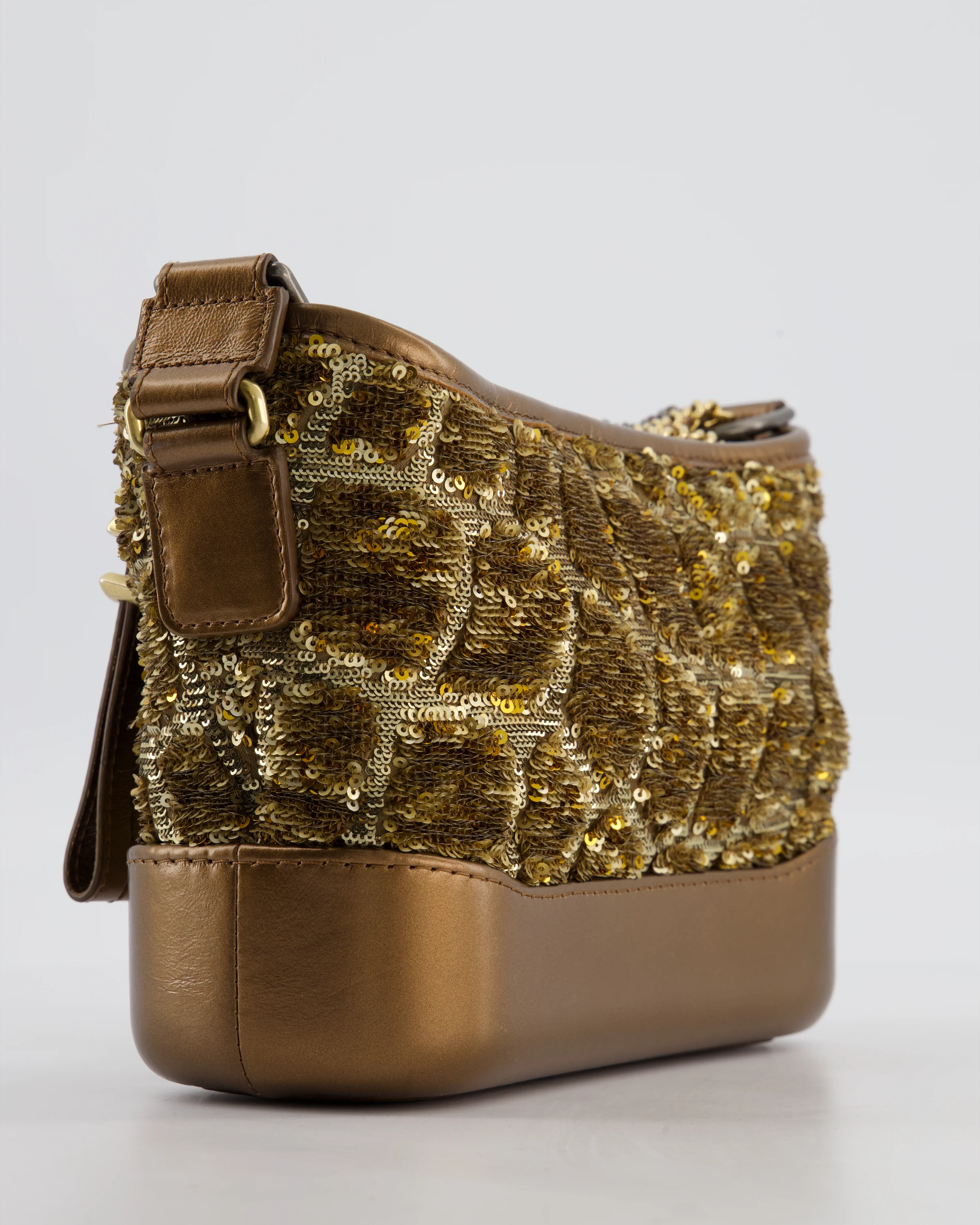 Chanel Small Bronze Gabrielle Bag in Sequin with Calfskin Leather and Mixed Hardware - Image 14