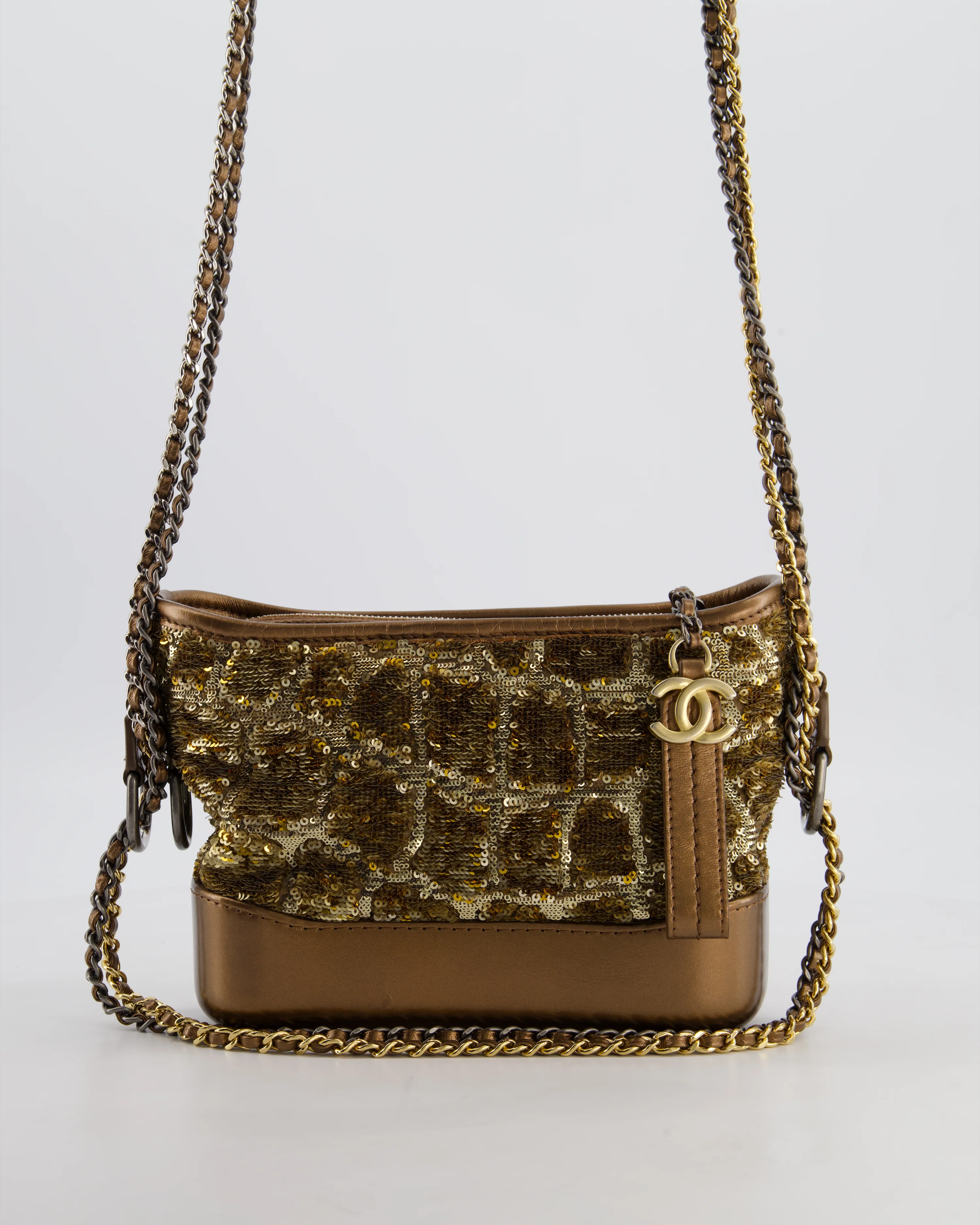 Chanel Small Bronze Gabrielle Bag in Sequin with Calfskin Leather and Mixed Hardware - Image 2