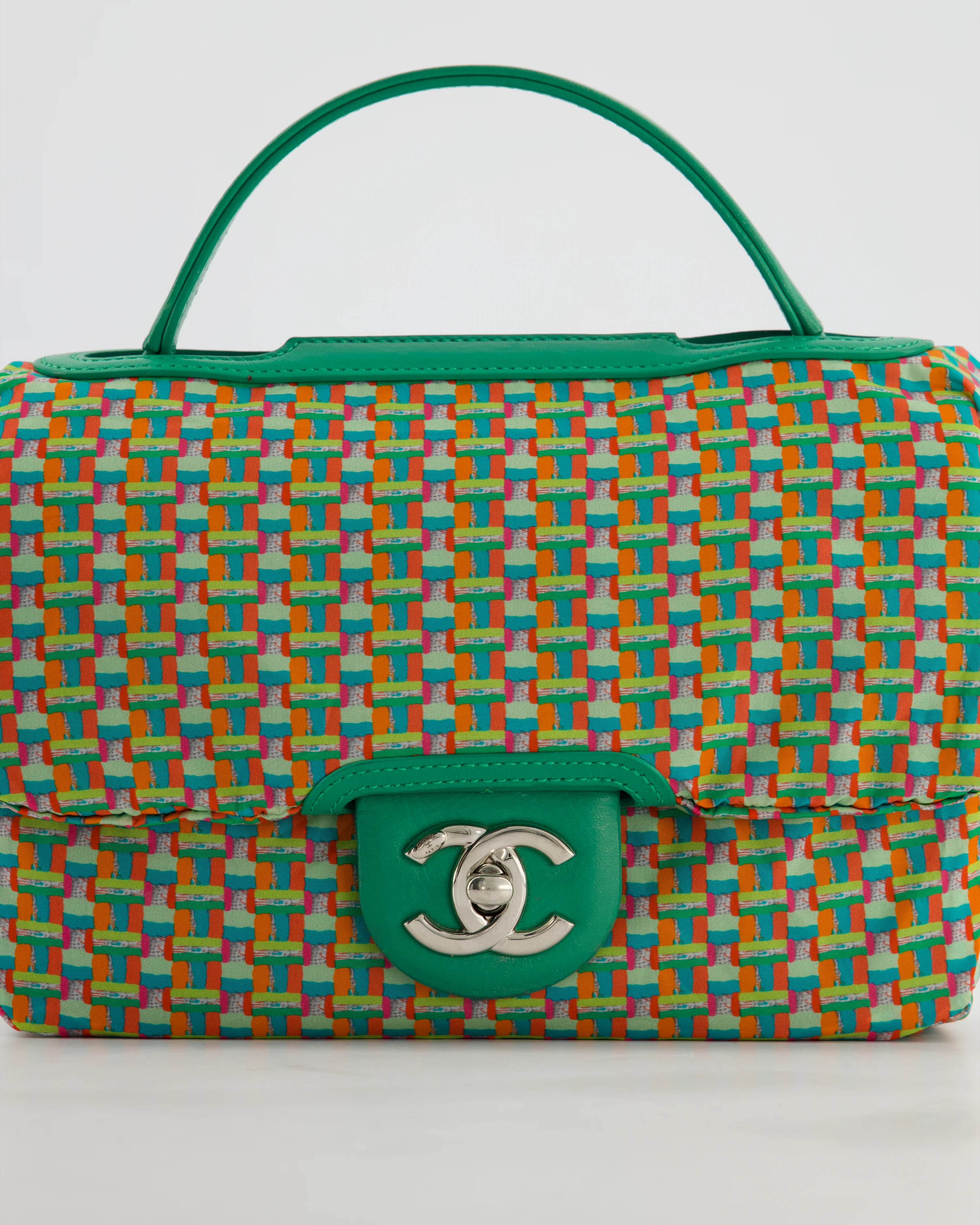 Chanel Small Coco Rain Flap Bag in Green Quilted Lambskin Leather & Fabric with Silver Hardware with Removable Rain Cover - Image 17