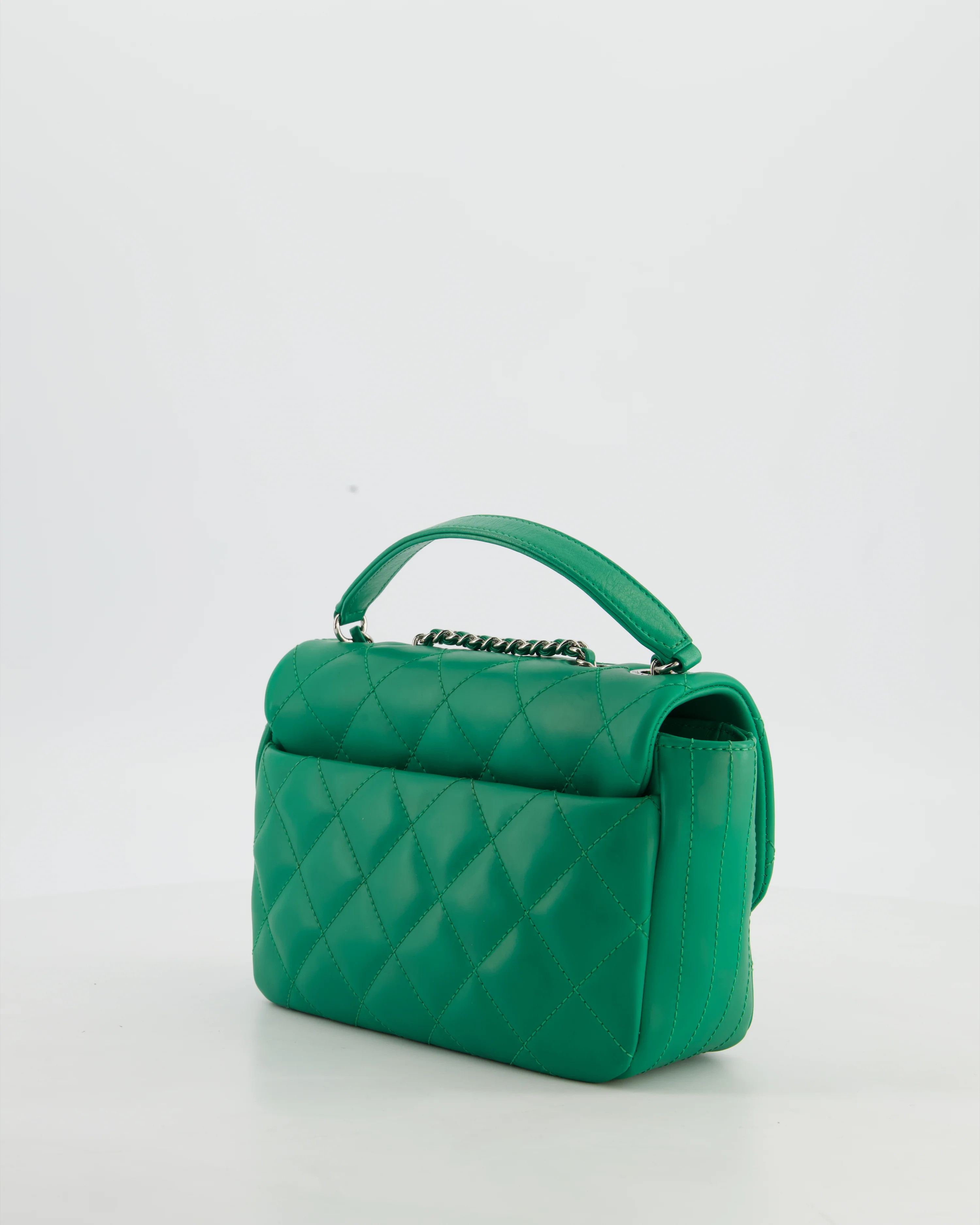 Chanel Small Coco Rain Flap Bag in Green Quilted Lambskin Leather & Fabric with Silver Hardware with Removable Rain Cover - Image 22
