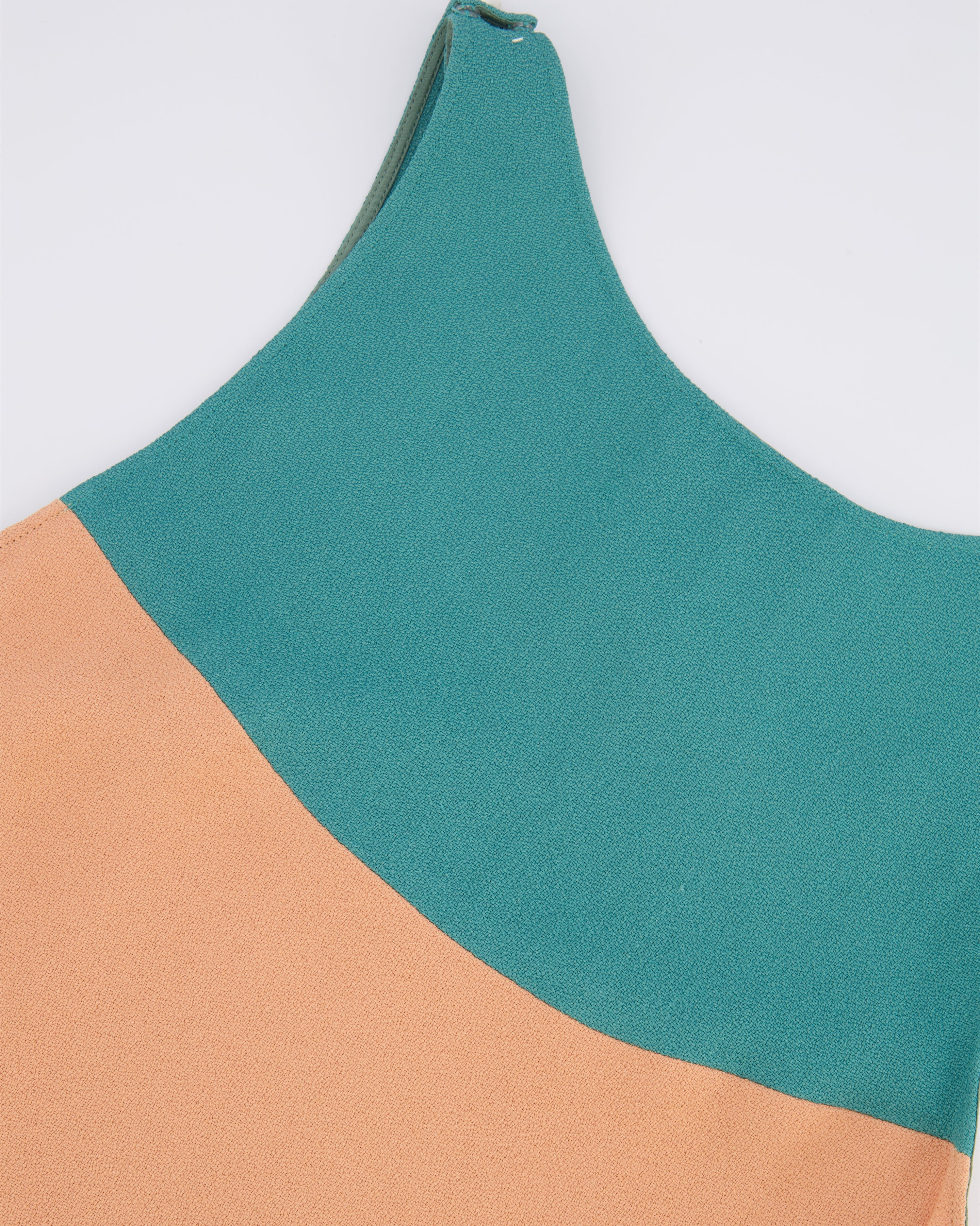Chanel 14P Teal, Orange and Blue Sleeveless Top with White CC Logo Pearl Details Size FR 36 (UK 8) - Image 5