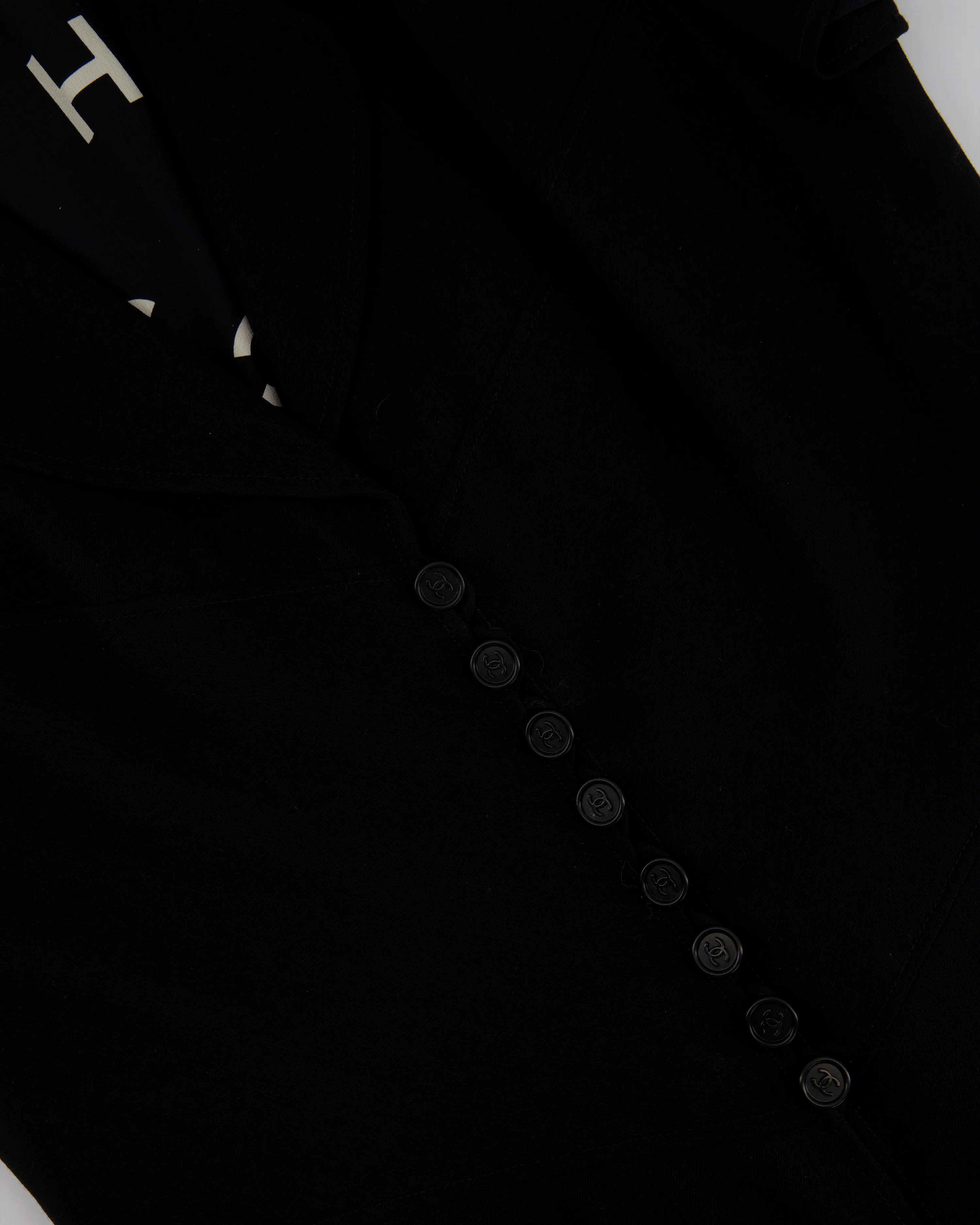 Chanel Vintage Runway 97/S Black, White CC Logo Slip Dress and Jacket Set with CC Chanel Button Size FR 42 (UK 14) - Image 11