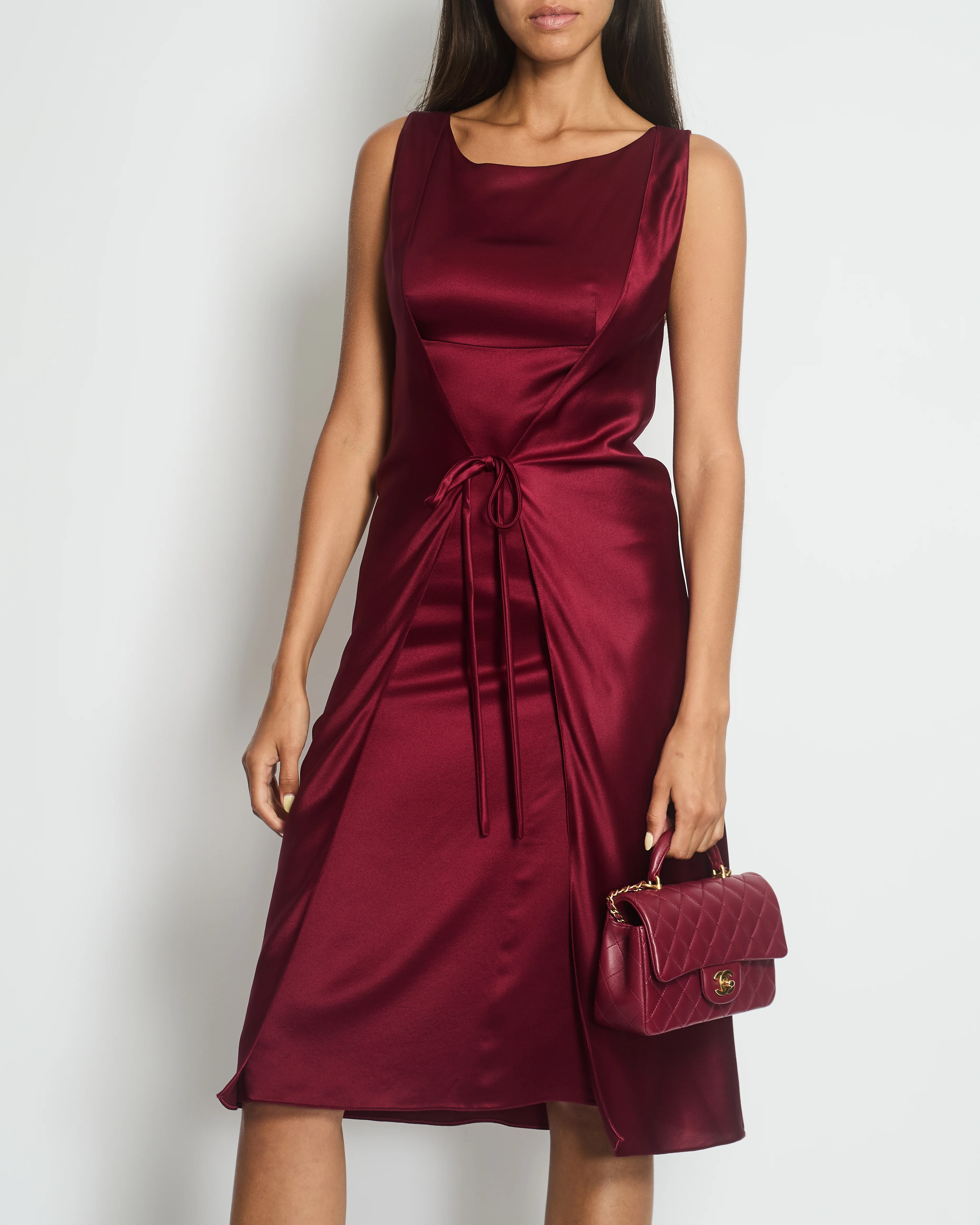 Chanel Vintage 98A Burgundy Silk Wrap Dress Size FR 38 ( UK 10) - Image 4