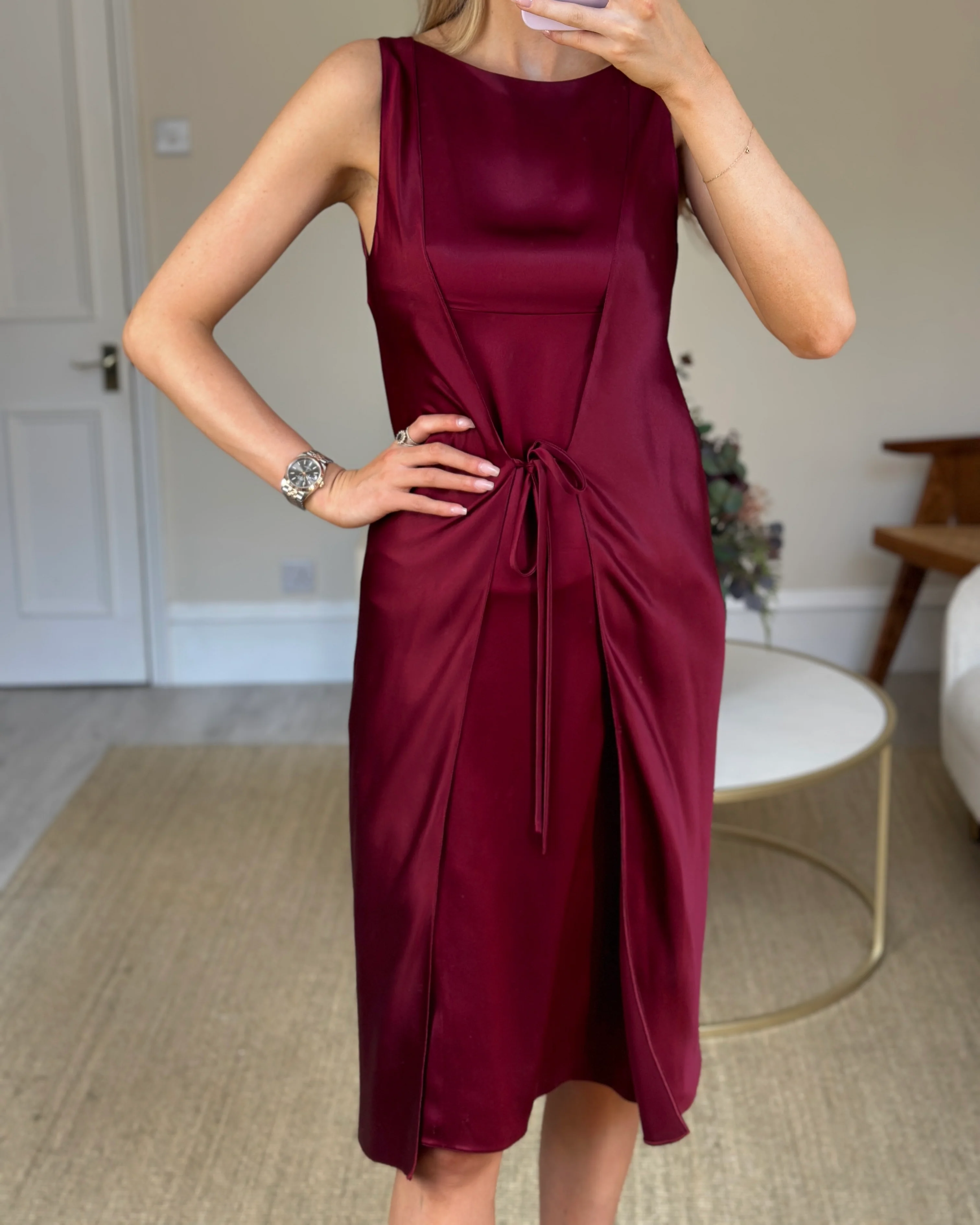 Chanel Vintage 98A Burgundy Silk Wrap Dress Size FR 38 ( UK 10) - Image 8