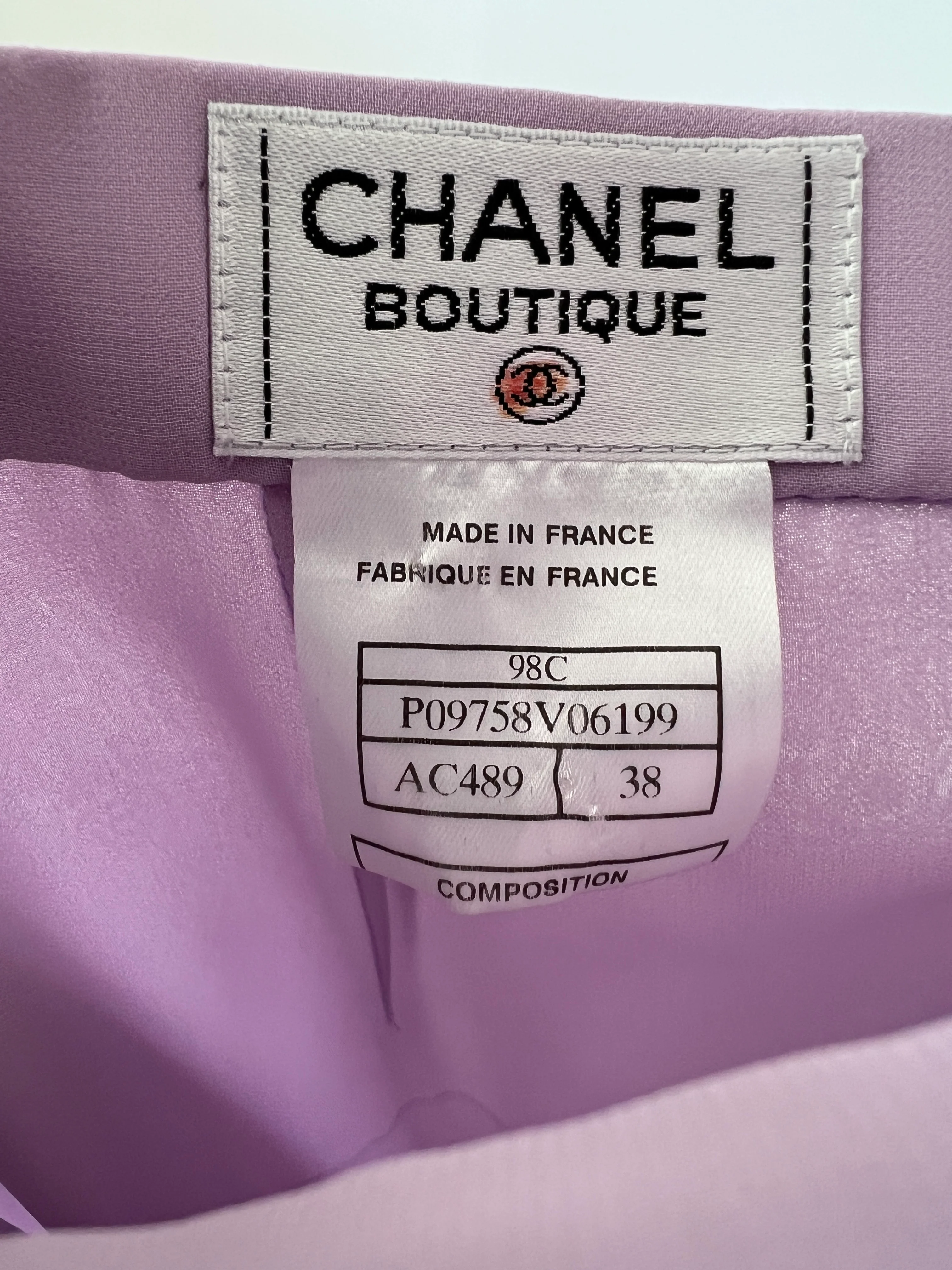 *HOT VINTAGE* Chanel Vintage 98C Lilac Tiered Midi Skirt Size FR 38 (UK 10) - Image 12