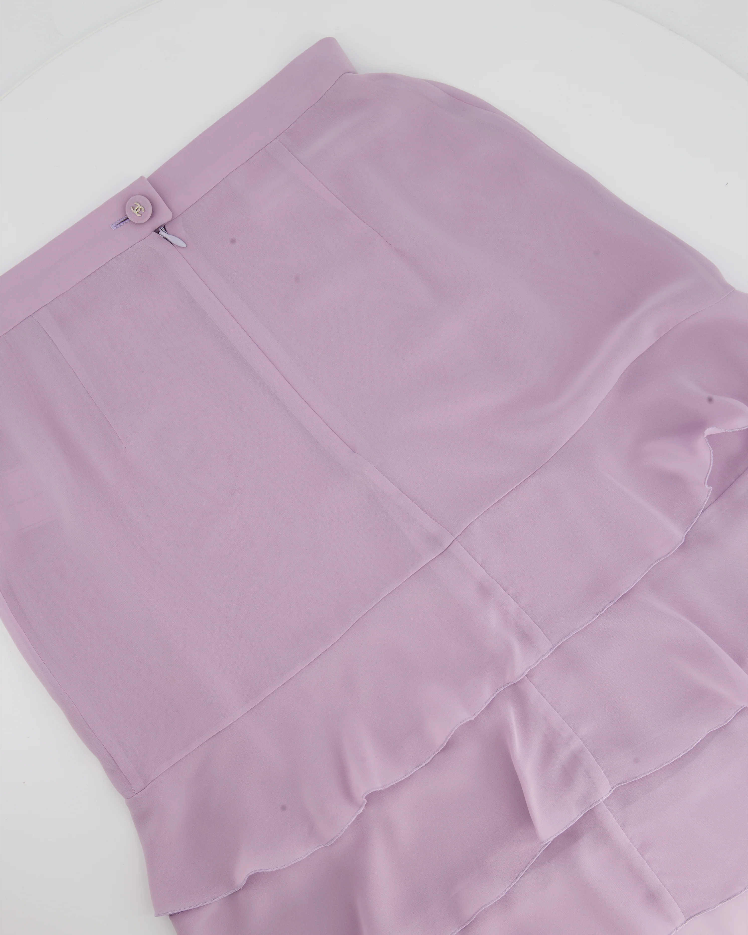 *HOT VINTAGE* Chanel Vintage 98C Lilac Tiered Midi Skirt Size FR 38 (UK 10) - Image 7