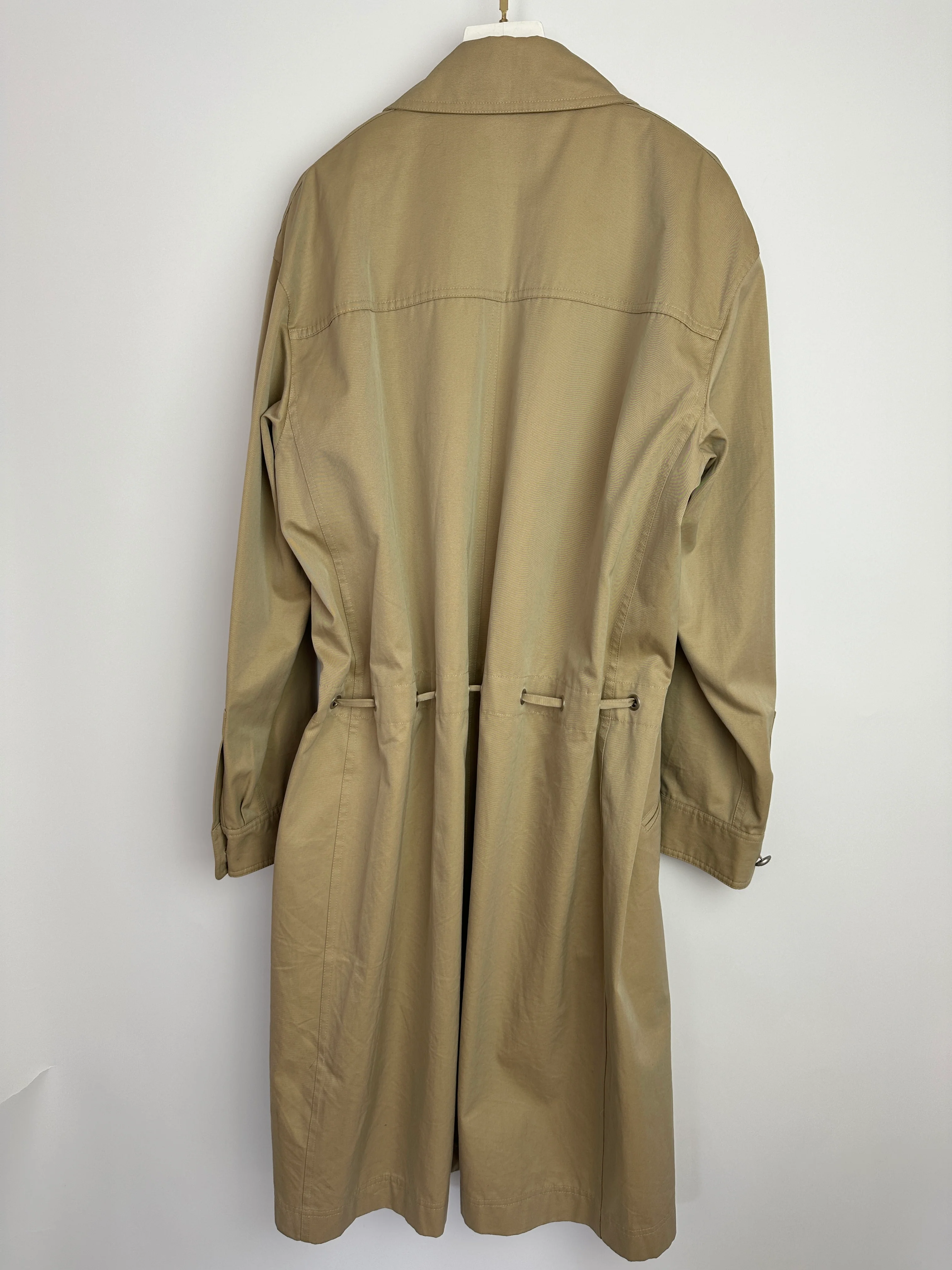 Chanel Vintage 99P Beige Cotton Long Line Belted Trench Coat with Collar and Silver Logo Zip Size FR 40 (UK 12) - Image 12