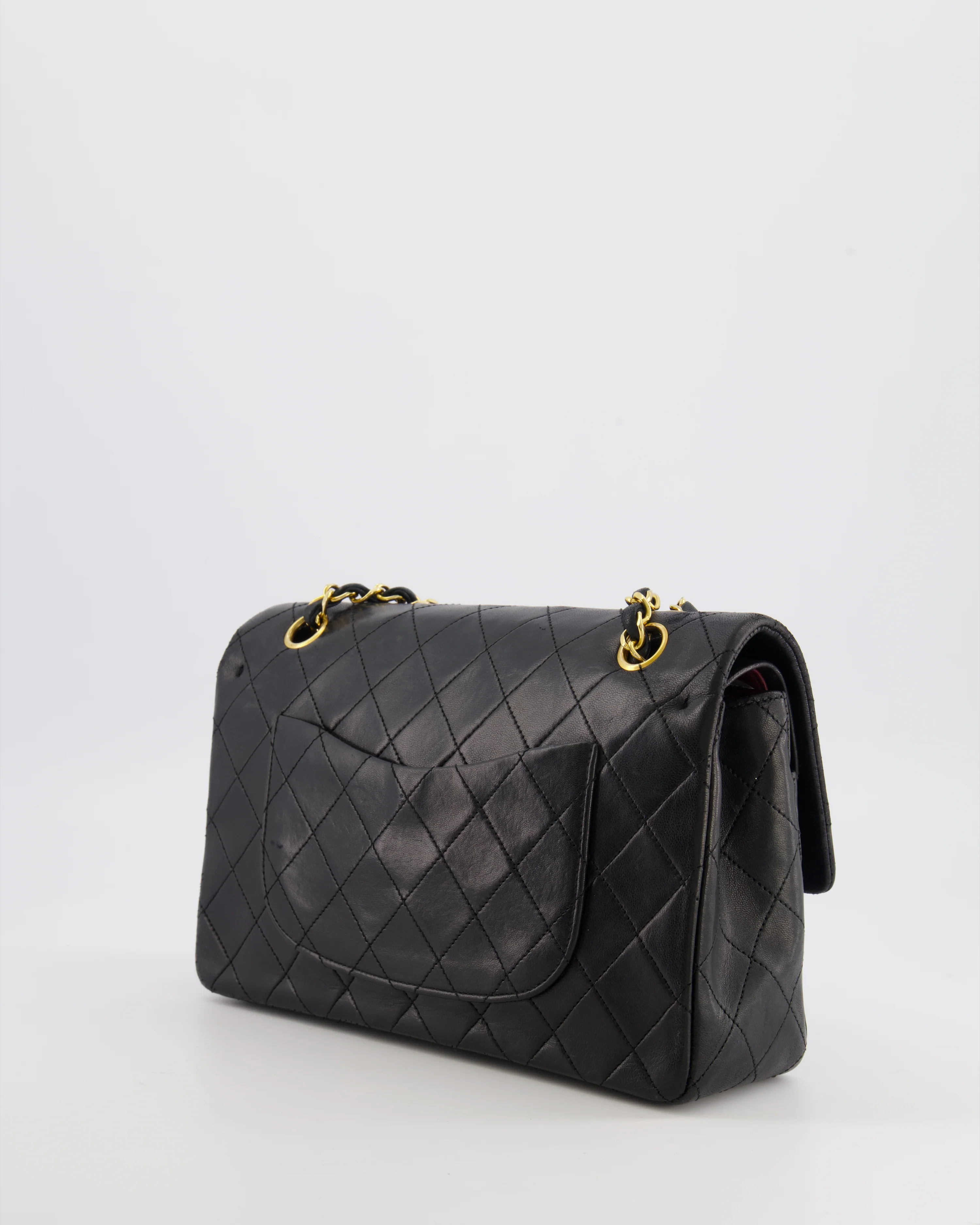 Chanel Vintage Black Classic Medium Double Flap Bag in Lambskin Leather with 24k Gold Hardware - Image 10