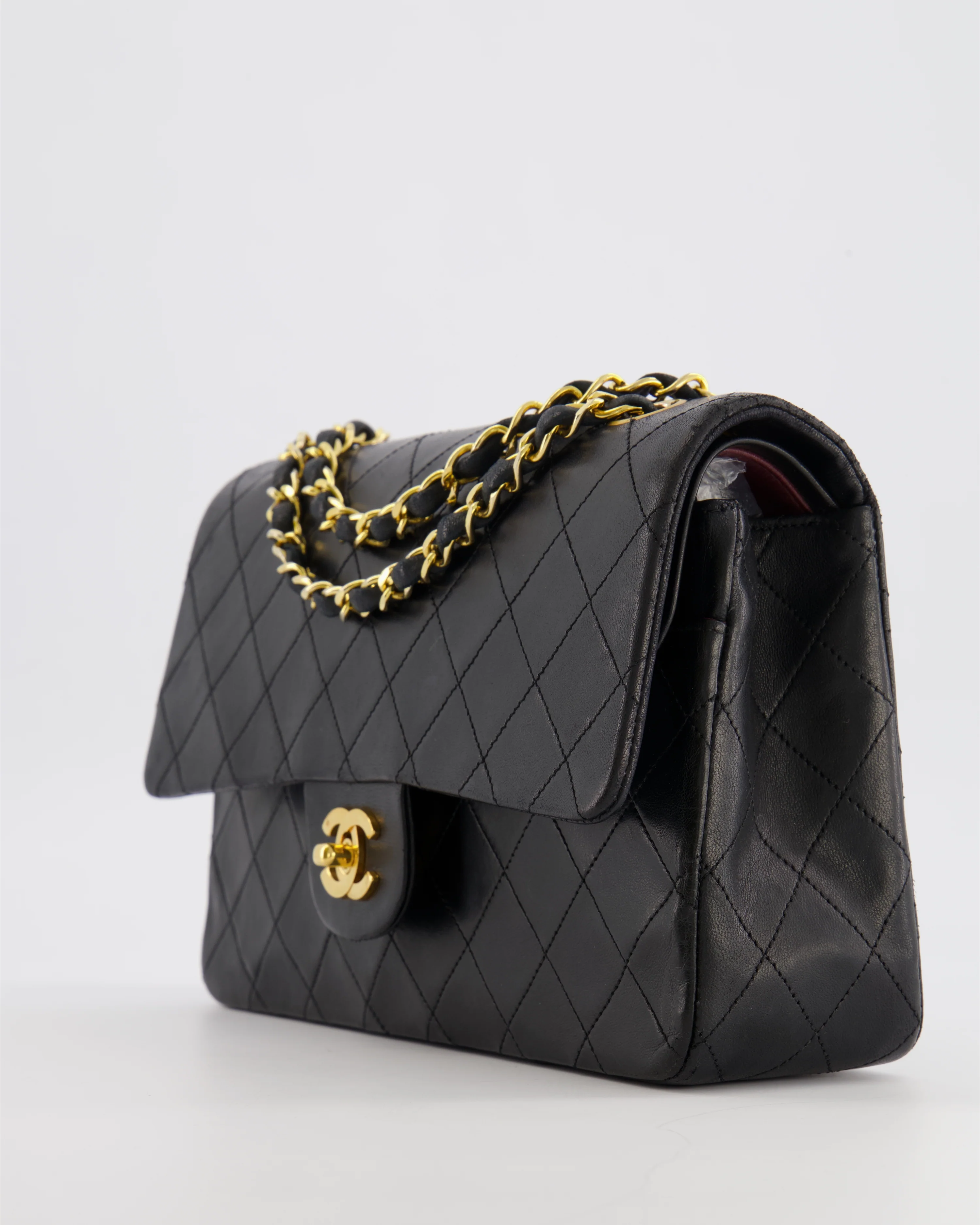Chanel Vintage Black Classic Medium Double Flap Bag in Lambskin Leather with 24k Gold Hardware - Image 14