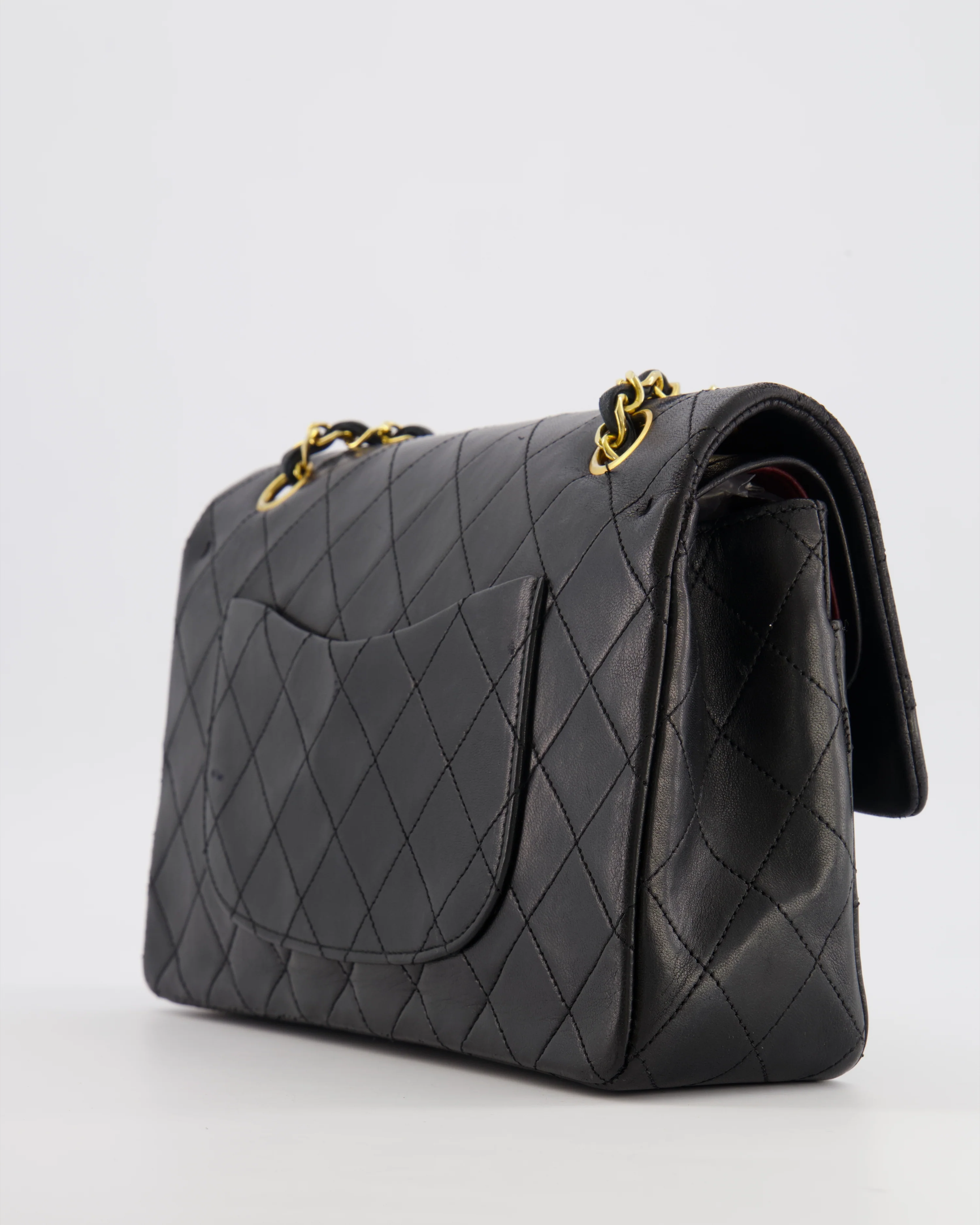 Chanel Vintage Black Classic Medium Double Flap Bag in Lambskin Leather with 24k Gold Hardware - Image 16