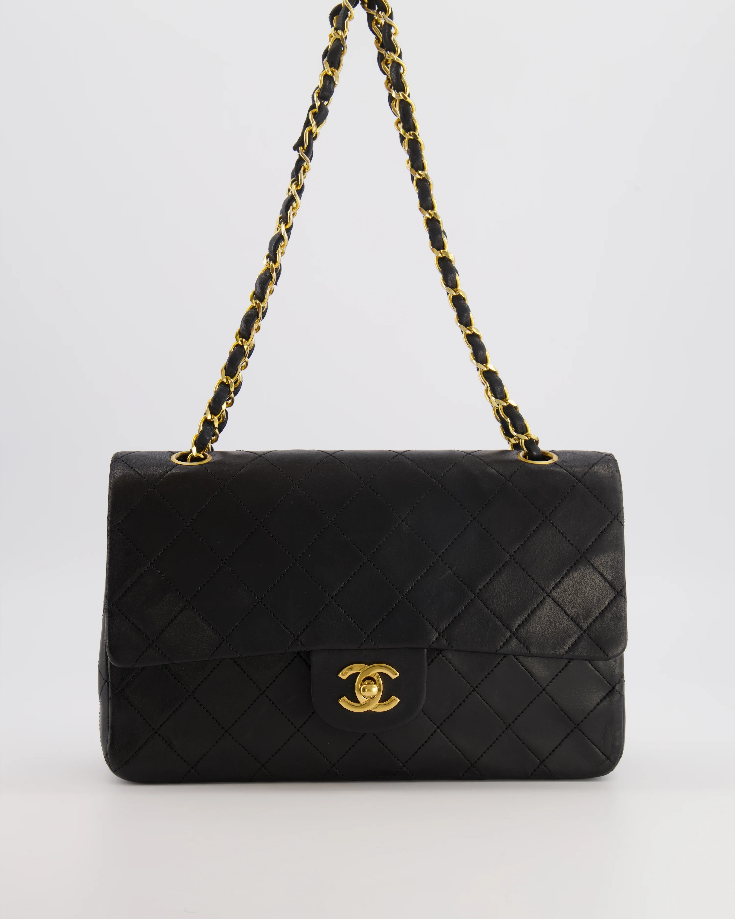 Chanel Vintage Black Classic Medium Double Flap Bag in Lambskin Leather with 24k Gold Hardware - Image 3