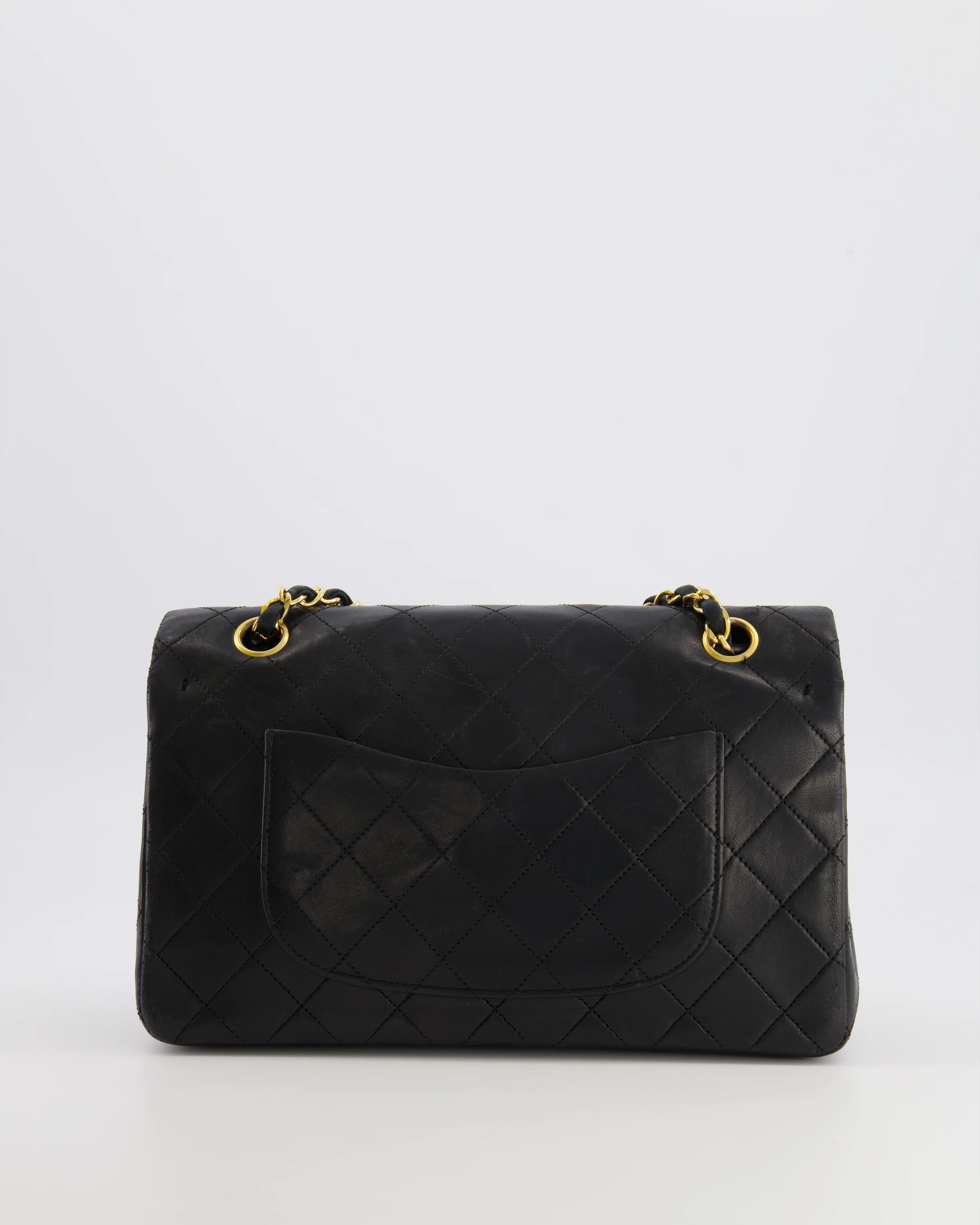 Chanel Vintage Black Classic Medium Double Flap Bag in Lambskin Leather with 24k Gold Hardware - Image 5