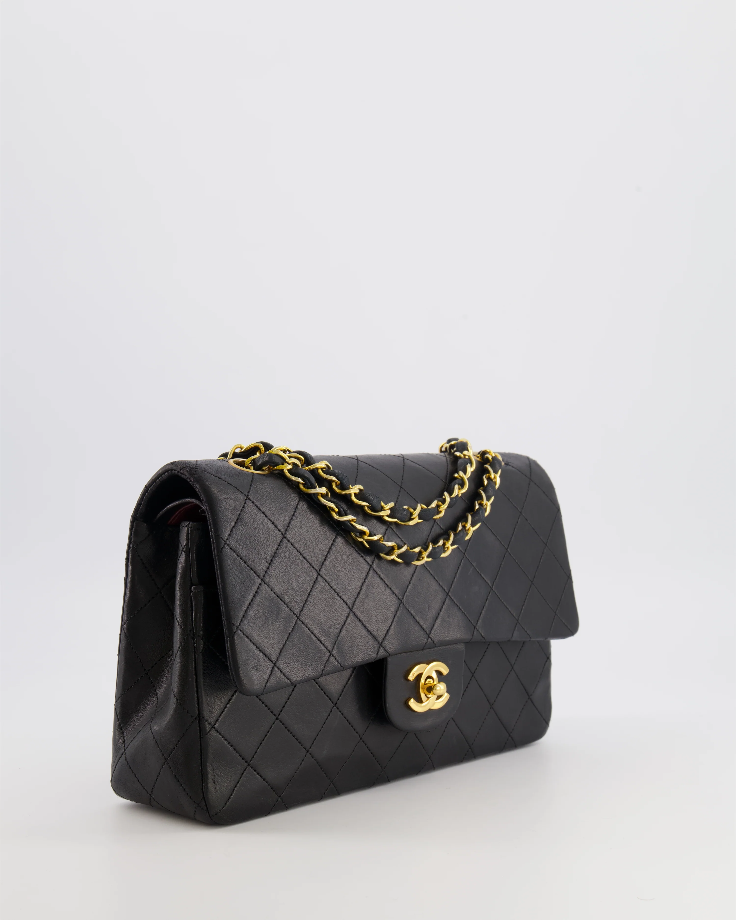 Chanel Vintage Black Classic Medium Double Flap Bag in Lambskin Leather with 24k Gold Hardware - Image 7