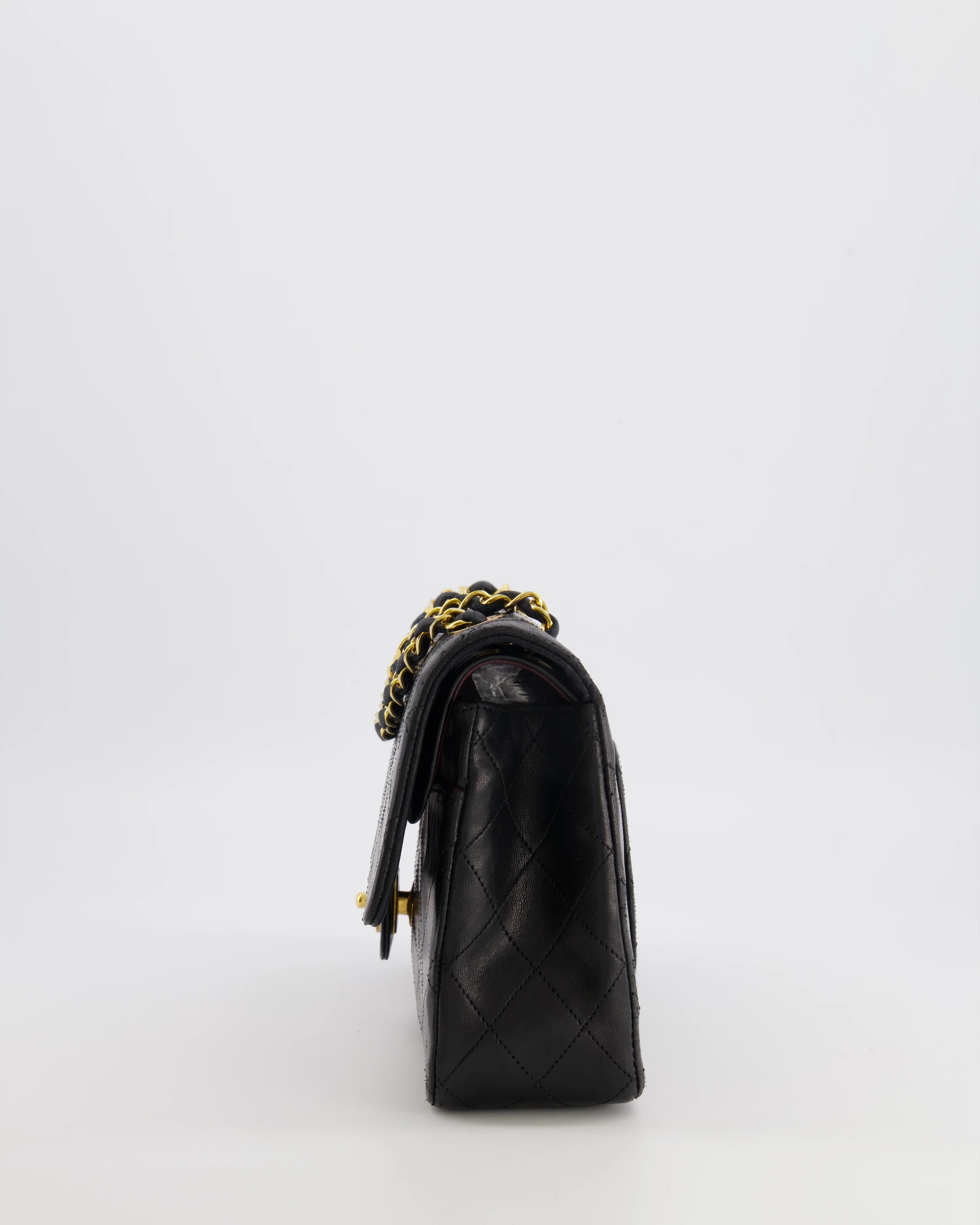 Chanel Vintage Black Classic Medium Double Flap Bag in Lambskin Leather with 24k Gold Hardware - Image 9