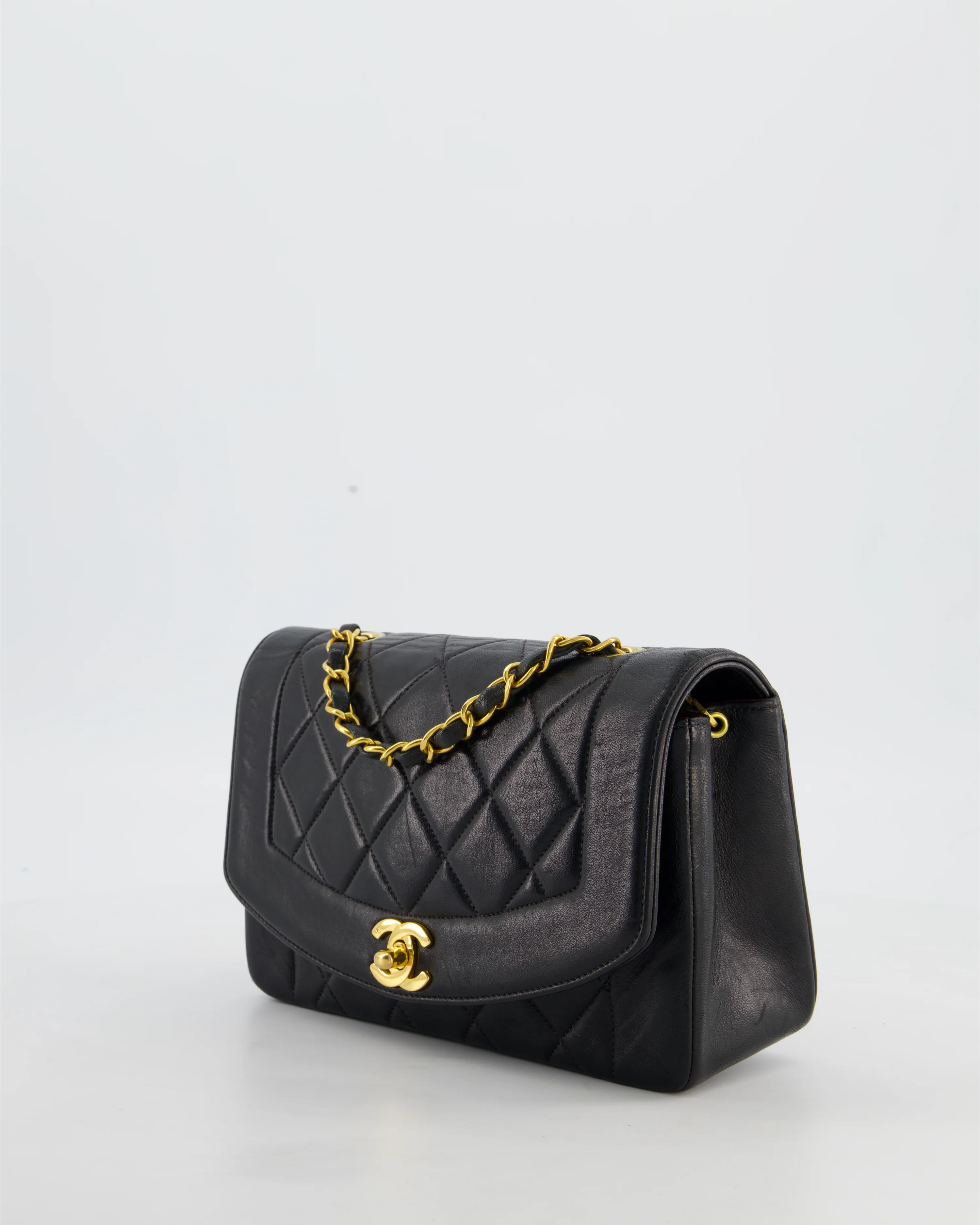 Chanel Vintage Black Small Diana Flap Bag in Lambskin Leather with 24K Gold Hardware - Image 10