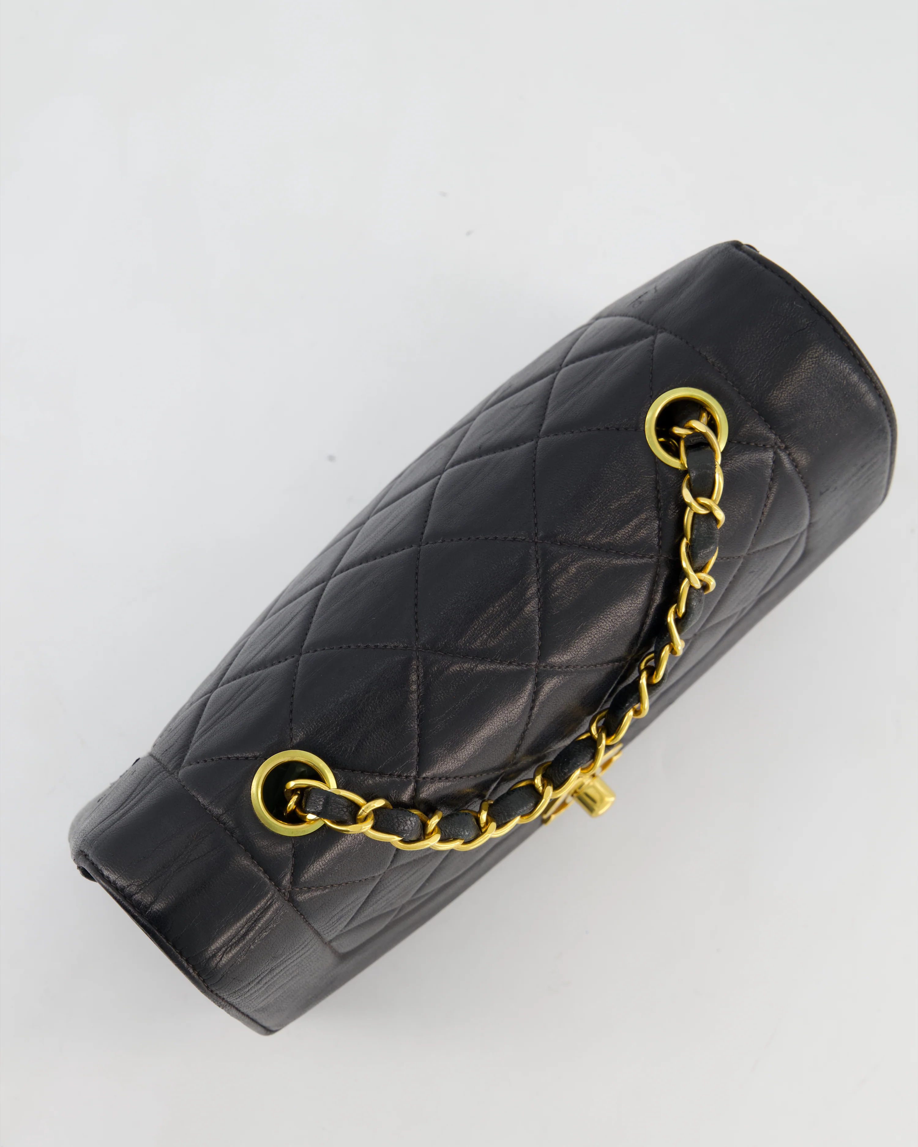 Chanel Vintage Black Small Diana Flap Bag in Lambskin Leather with 24K Gold Hardware - Image 16