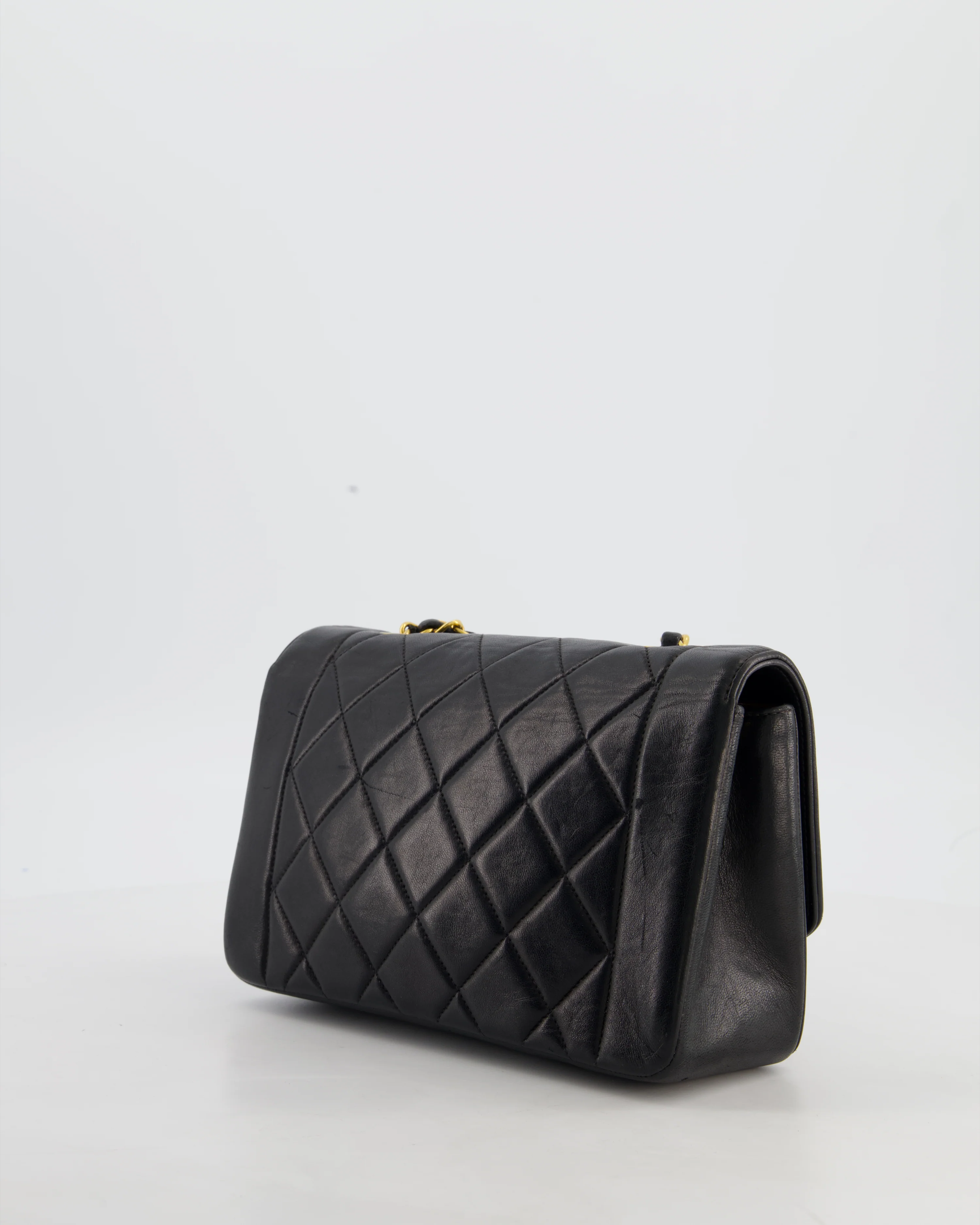 Chanel Vintage Black Small Diana Flap Bag in Lambskin Leather with 24K Gold Hardware - Image 6