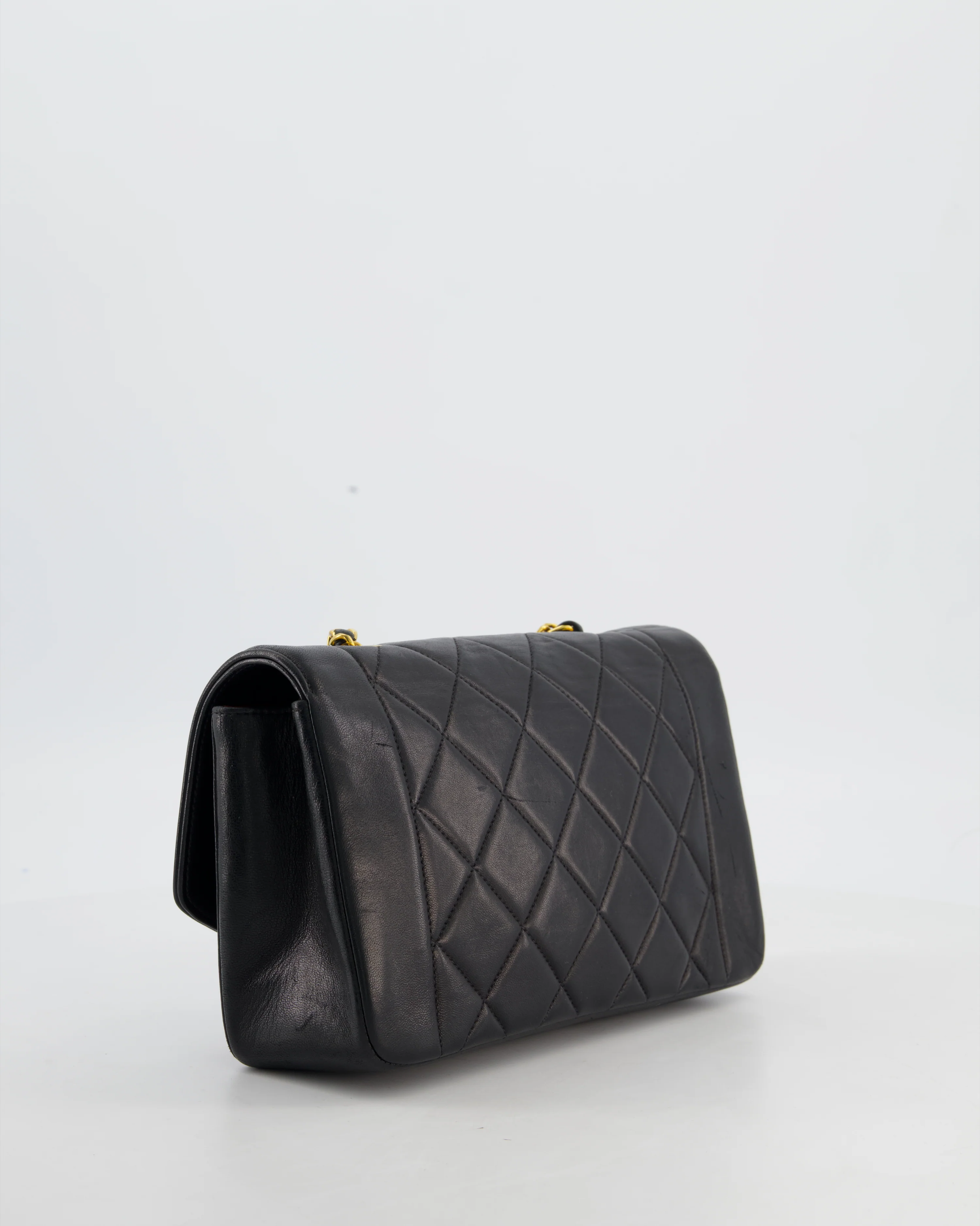 Chanel Vintage Black Small Diana Flap Bag in Lambskin Leather with 24K Gold Hardware - Image 8