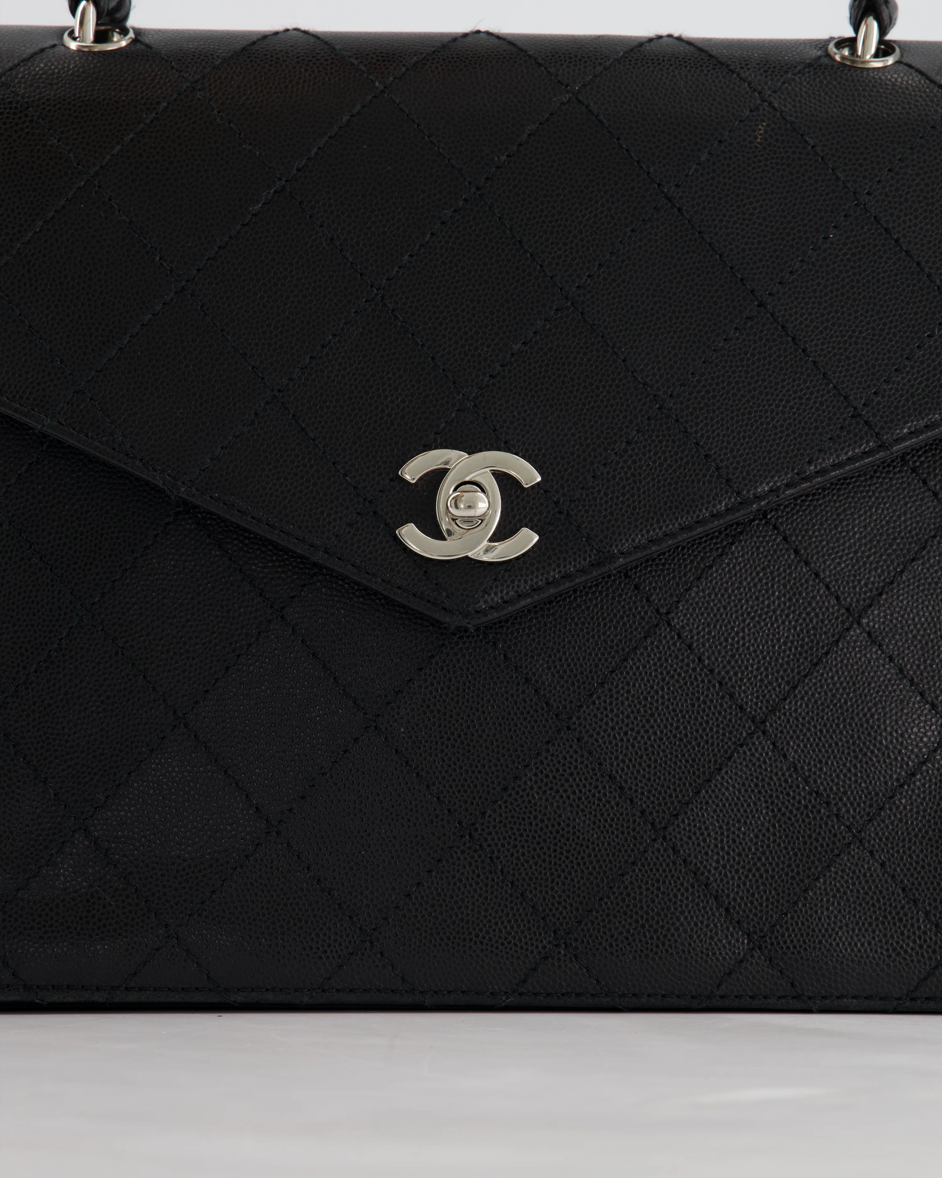 Chanel Vintage Black Top Handle Bag in Caviar Leather with Silver Hardware - Image 15