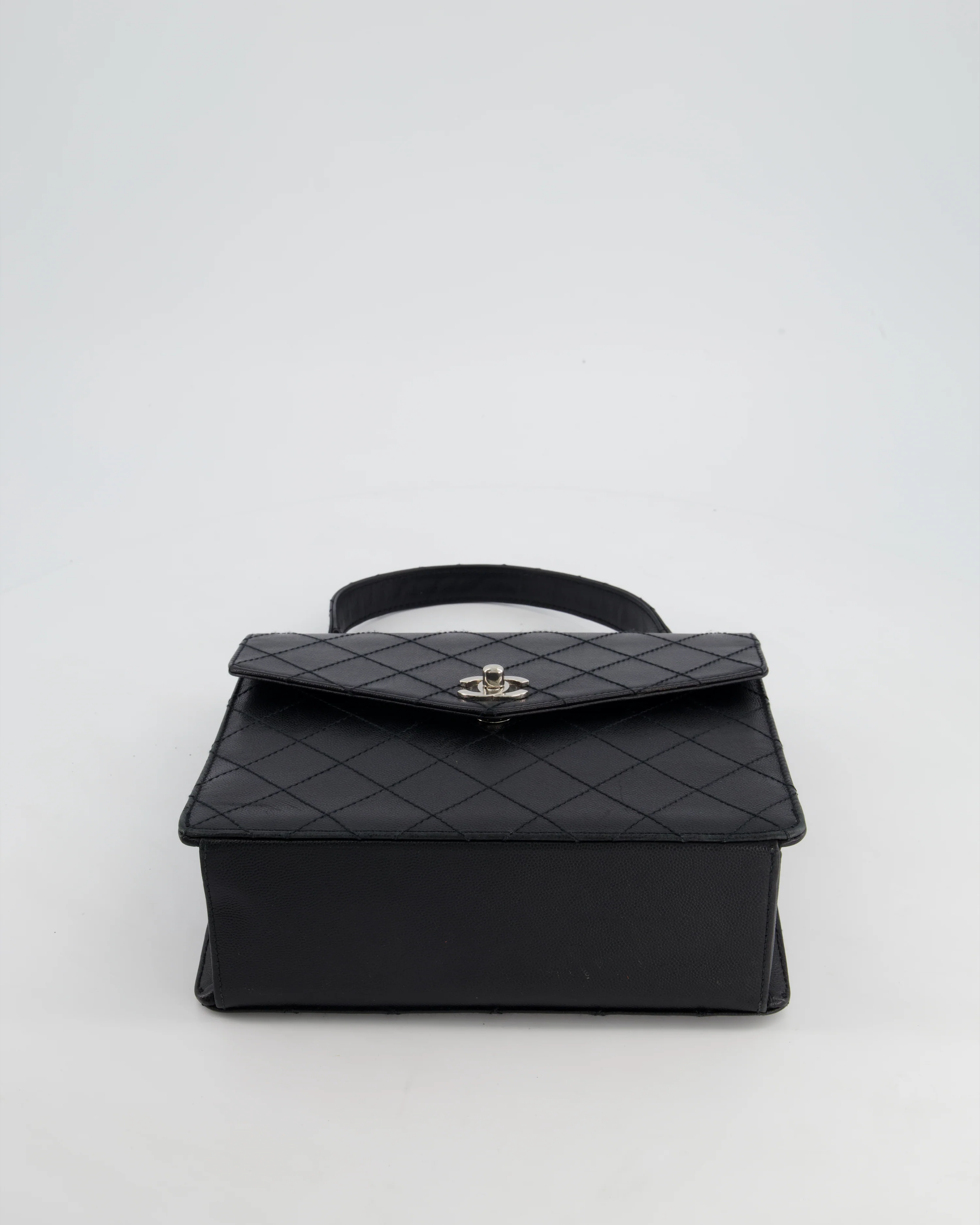 Chanel Vintage Black Top Handle Bag in Caviar Leather with Silver Hardware - Image 19
