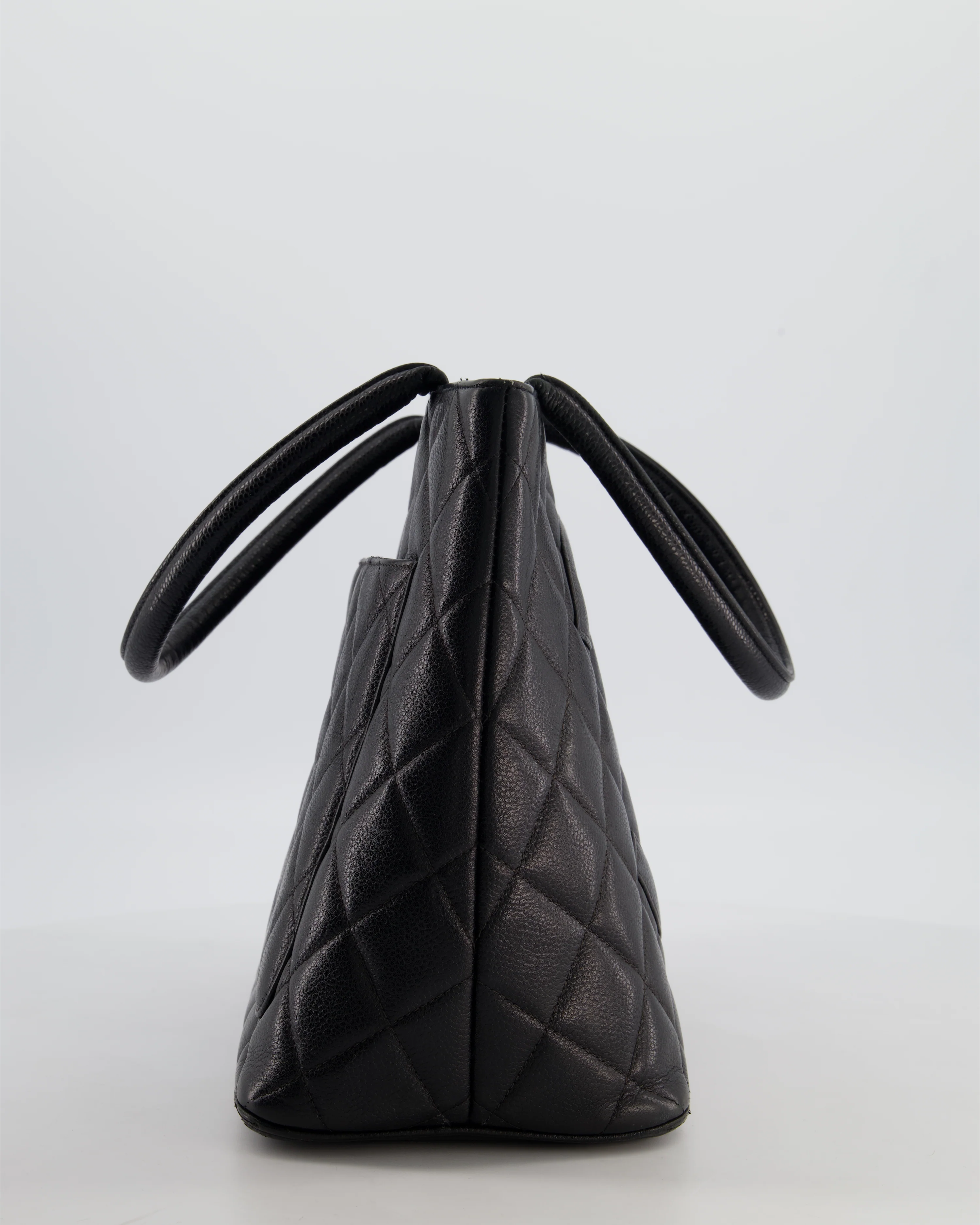 Chanel Vintage Black Medallion Tote in Black Quilted Caviar Leather with Gold Hardware - Image 5