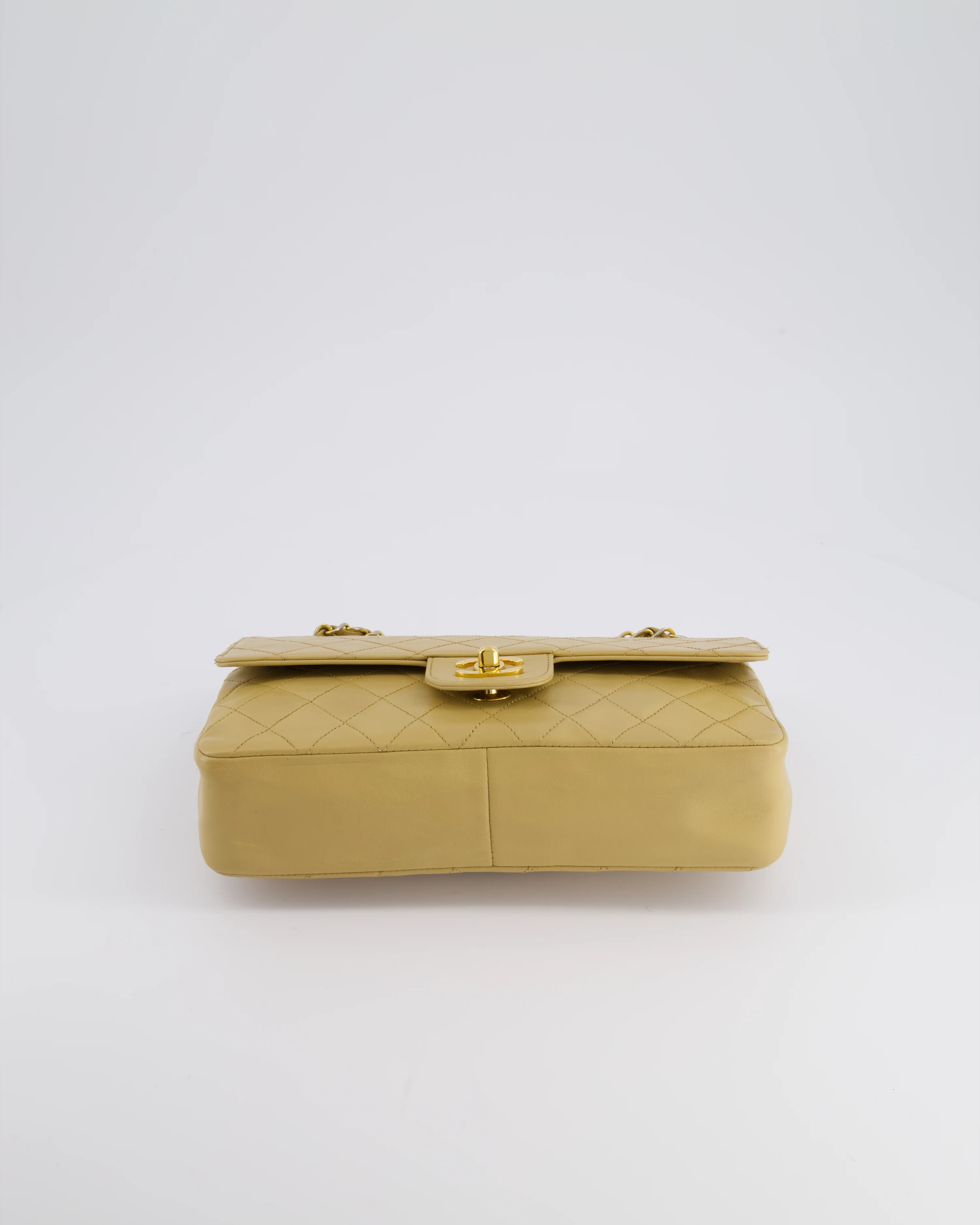 *FIRE PRICE* Chanel Vintage Chai Beige Classic Medium Stitched Edge Double Flap Bag in Lambskin Leather with 24K Gold Hardware - Image 17