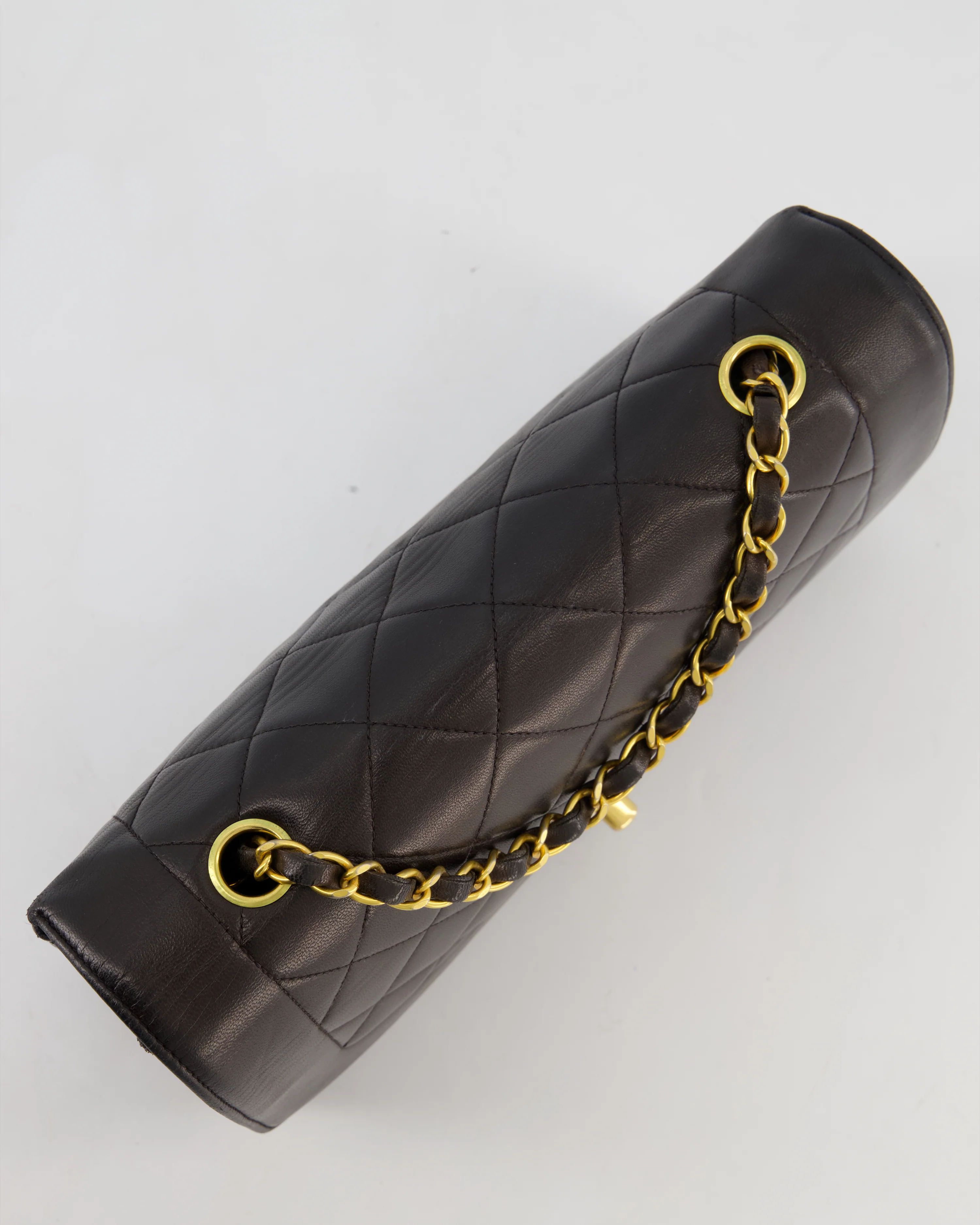 Chanel Vintage Espresso Brown Medium Diana Flap Bag in Lambskin Leather with 24K Gold Hardware - Image 16