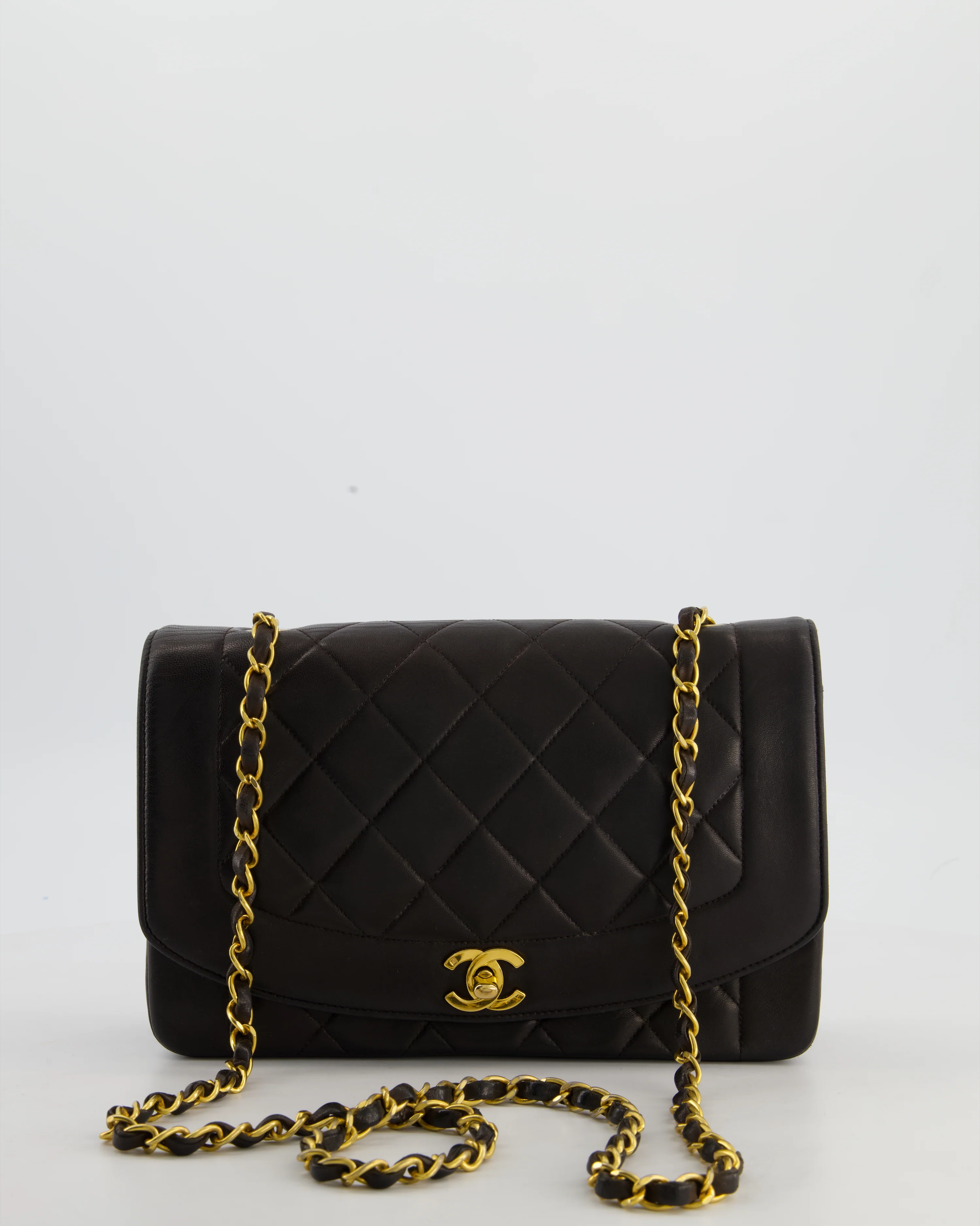 Chanel Vintage Espresso Brown Medium Diana Flap Bag in Lambskin Leather with 24K Gold Hardware - Image 3