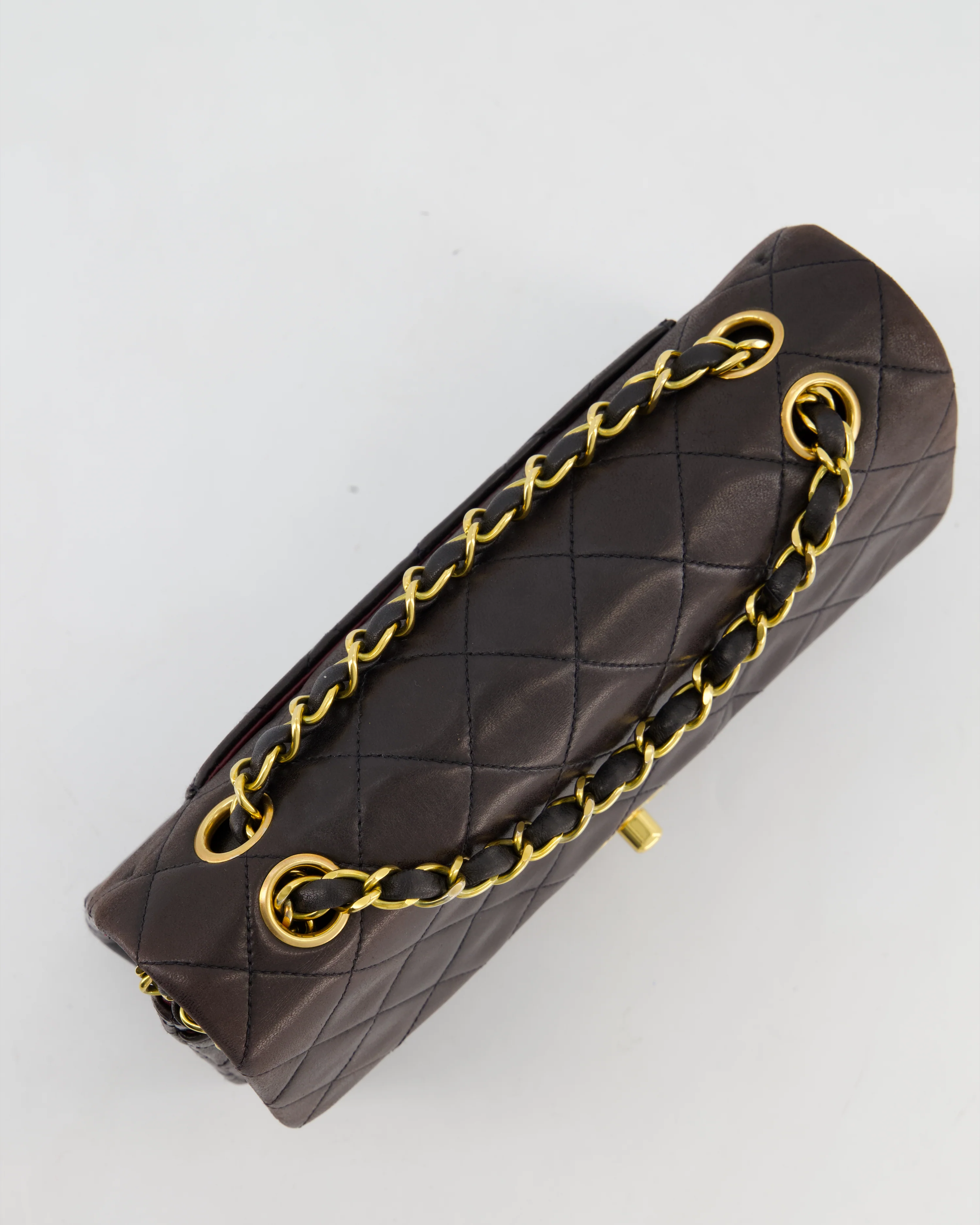 Chanel Vintage Espresso Brown Small Classic Double Flap Bag in Lambskin Leather with 24k Gold Hardware - Image 16