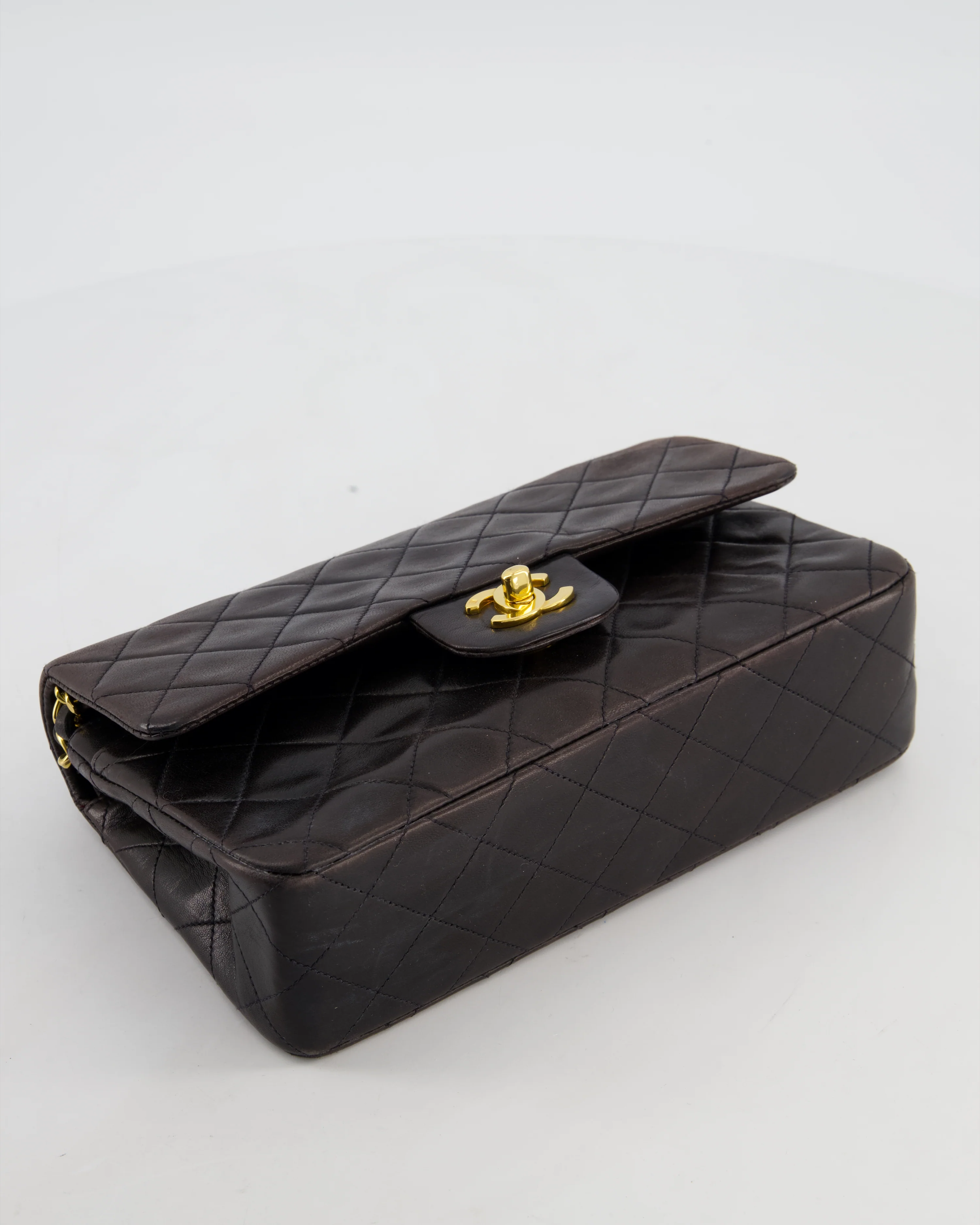 Chanel Vintage Espresso Brown Small Classic Double Flap Bag in Lambskin Leather with 24k Gold Hardware - Image 17