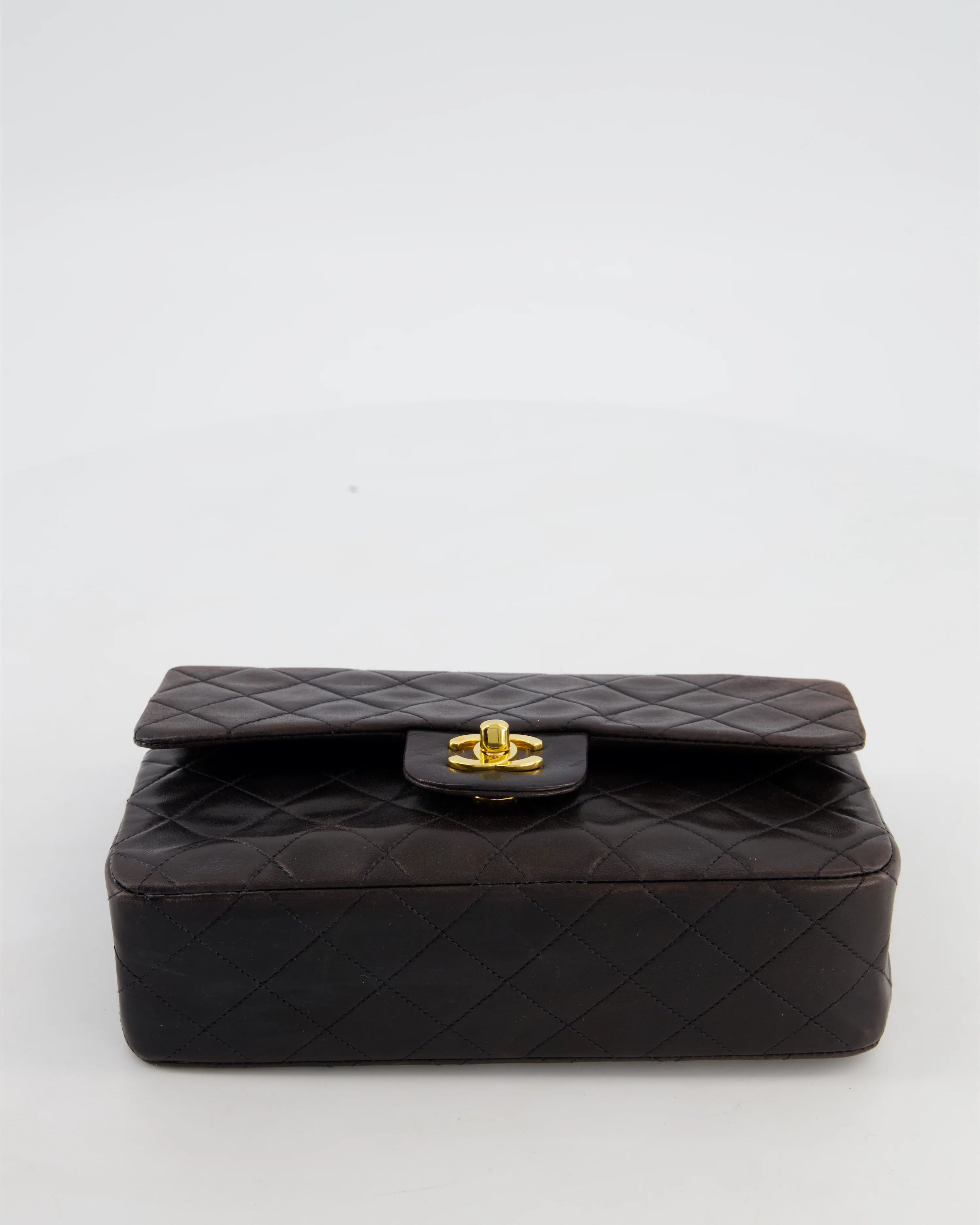 Chanel Vintage Espresso Brown Small Classic Double Flap Bag in Lambskin Leather with 24k Gold Hardware - Image 19
